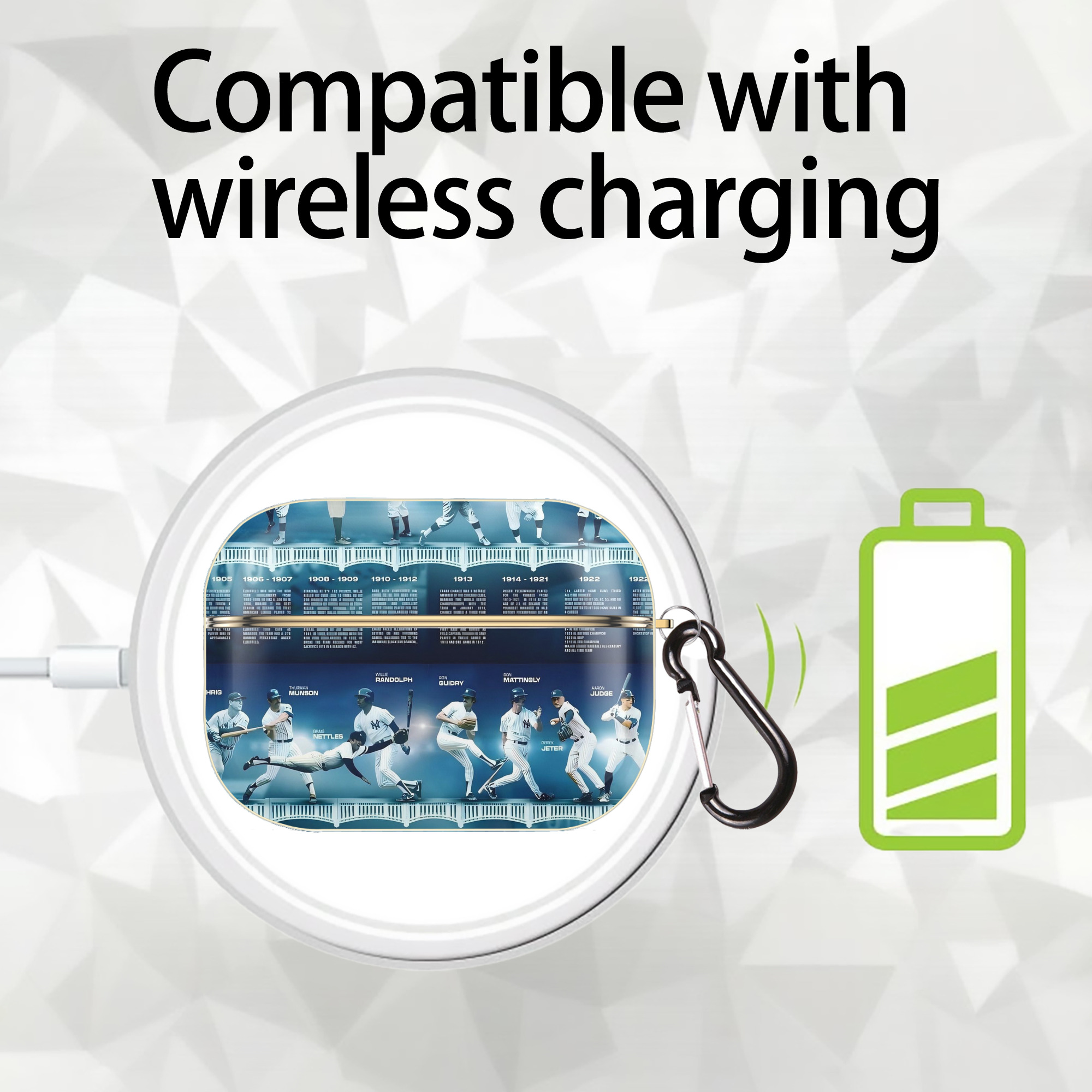 New York Yankees 243 Luxury Gold AirPods Pro Case With Keychain, Flexible PC Material, Full Protection, Precise Cutouts, Anti-Fingerprint, Washable, Durable Design