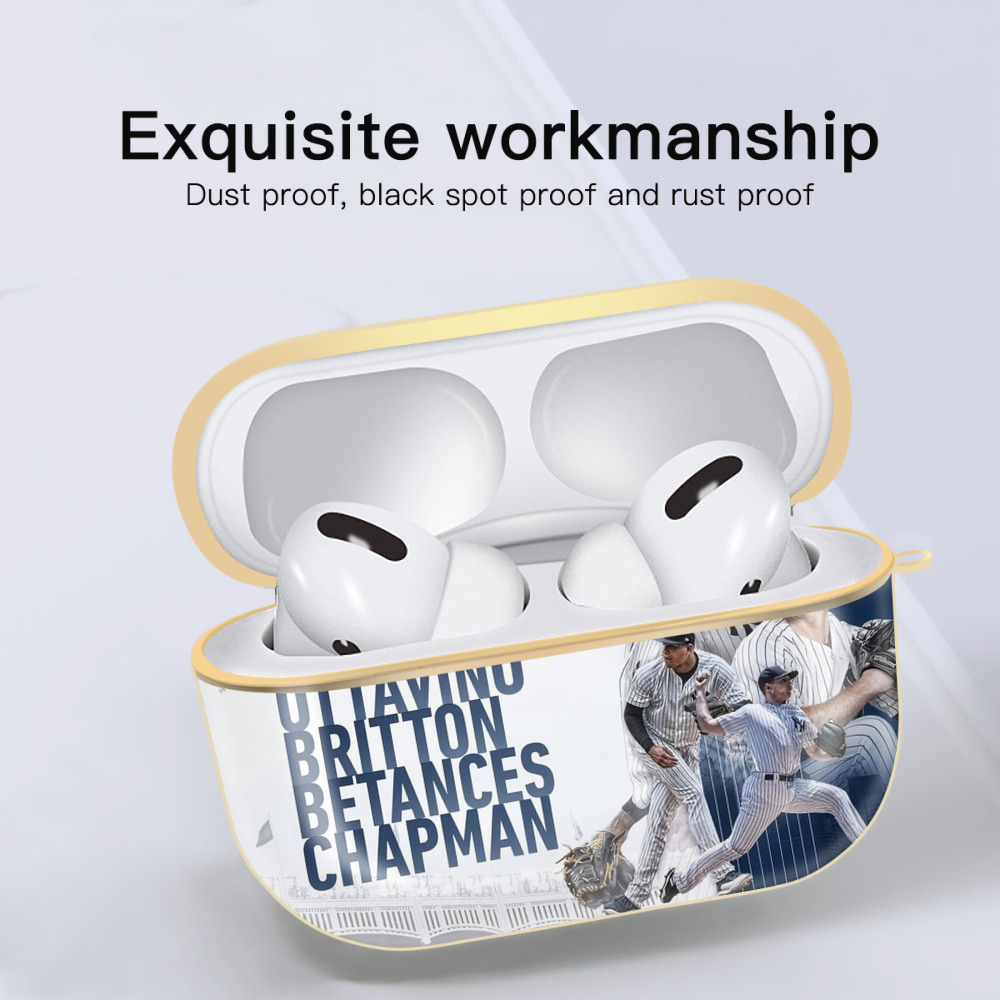 New York Yankees 249 Luxury Gold AirPods Pro Case With Keychain, Flexible PC Material, Full Protection, Precise Cutouts, Anti-Fingerprint, Washable, Durable Design