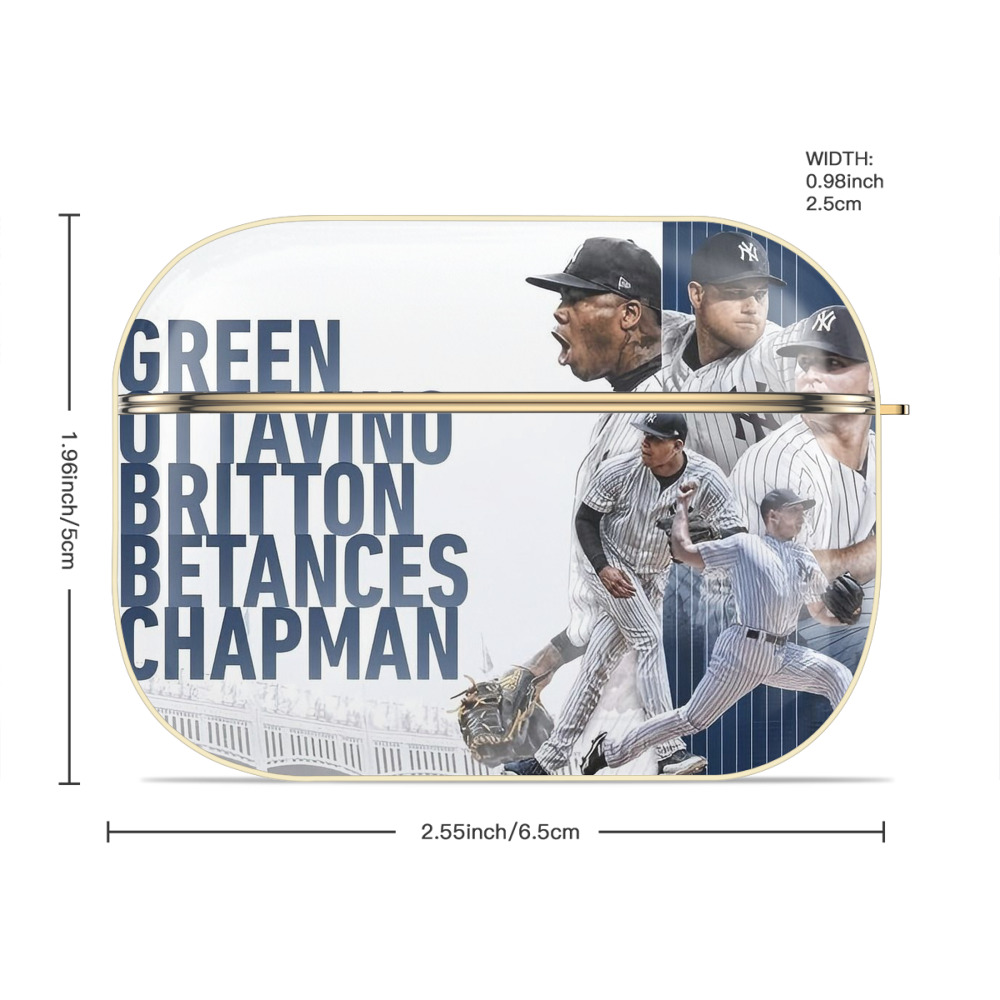 New York Yankees 249 Luxury Gold AirPods Pro Case With Keychain, Flexible PC Material, Full Protection, Precise Cutouts, Anti-Fingerprint, Washable, Durable Design