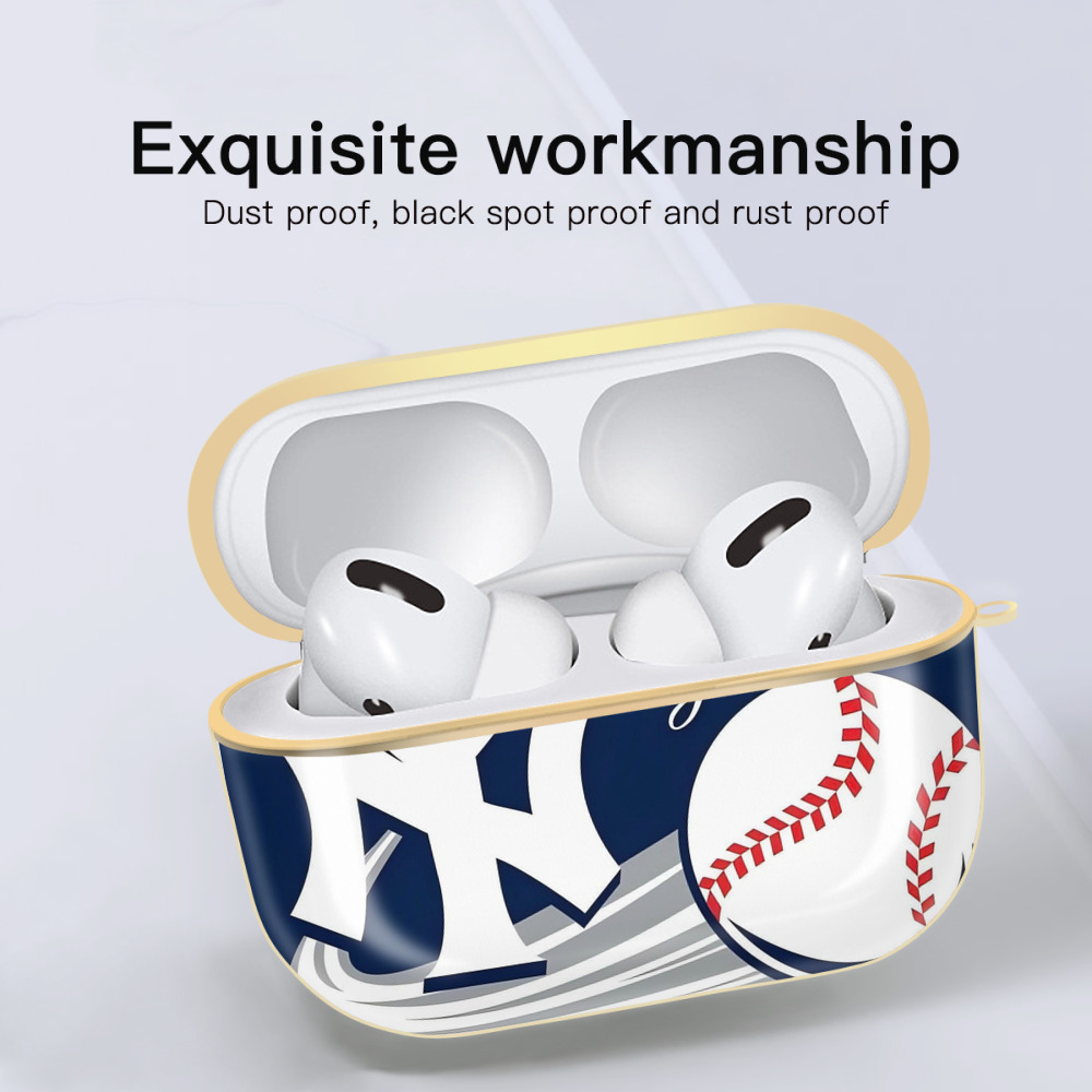 New York Yankees 259 Luxury Gold AirPods Pro Case With Keychain, Flexible PC Material, Full Protection, Precise Cutouts, Anti-Fingerprint, Washable, Durable Design