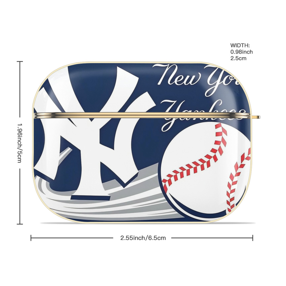 New York Yankees 259 Luxury Gold AirPods Pro Case With Keychain, Flexible PC Material, Full Protection, Precise Cutouts, Anti-Fingerprint, Washable, Durable Design