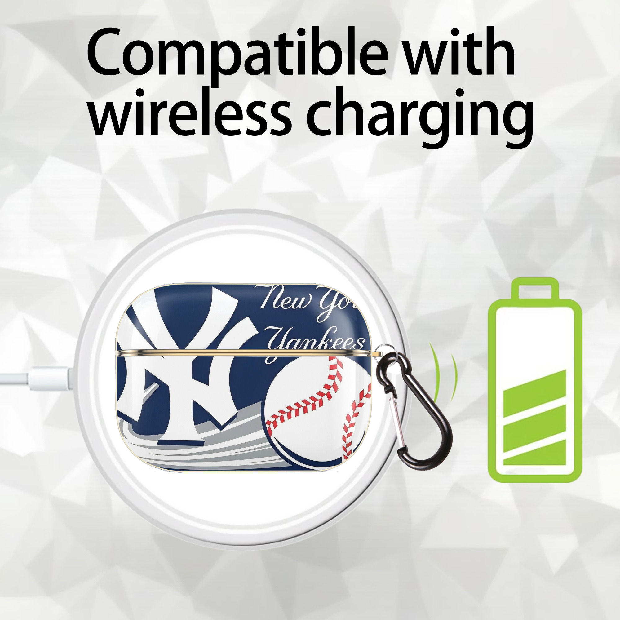 New York Yankees 259 Luxury Gold AirPods Pro Case With Keychain, Flexible PC Material, Full Protection, Precise Cutouts, Anti-Fingerprint, Washable, Durable Design