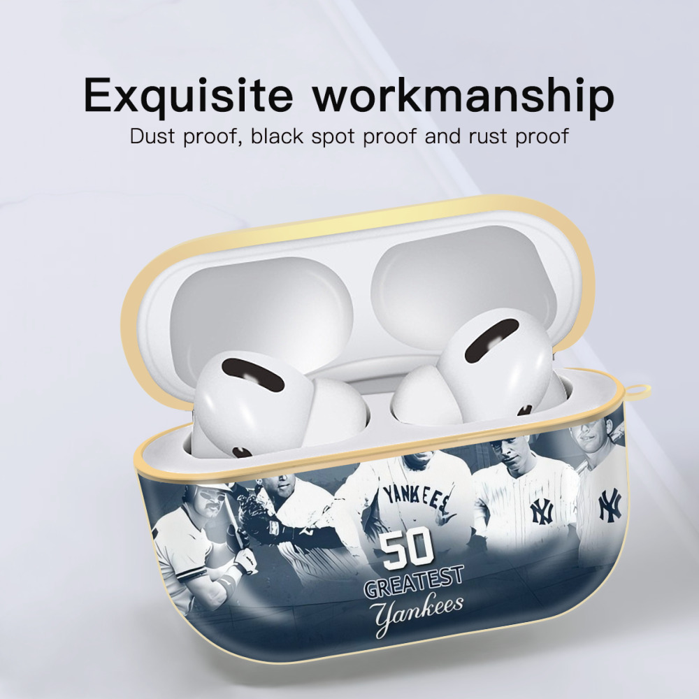 New York Yankees 351 Luxury Gold AirPods Pro Case With Keychain, Flexible PC Material, Full Protection, Precise Cutouts, Anti-Fingerprint, Washable, Durable Design