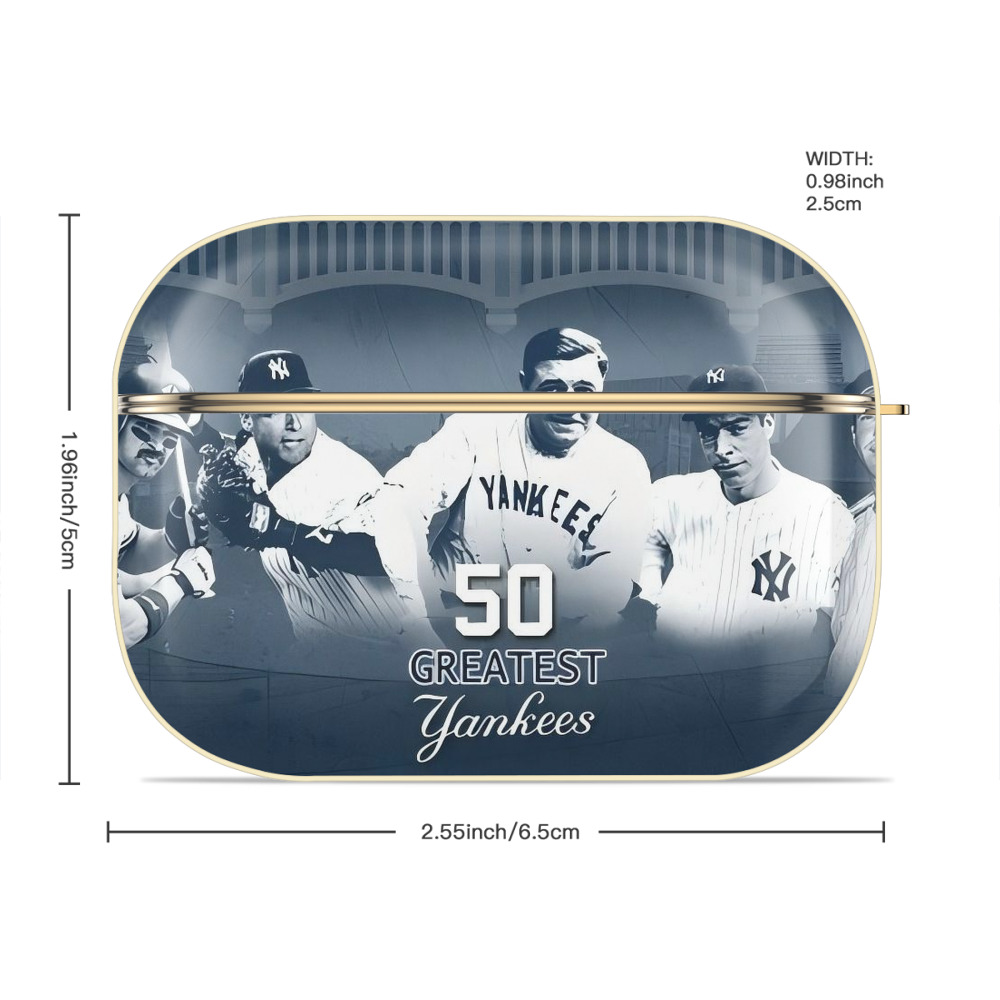 New York Yankees 351 Luxury Gold AirPods Pro Case With Keychain, Flexible PC Material, Full Protection, Precise Cutouts, Anti-Fingerprint, Washable, Durable Design