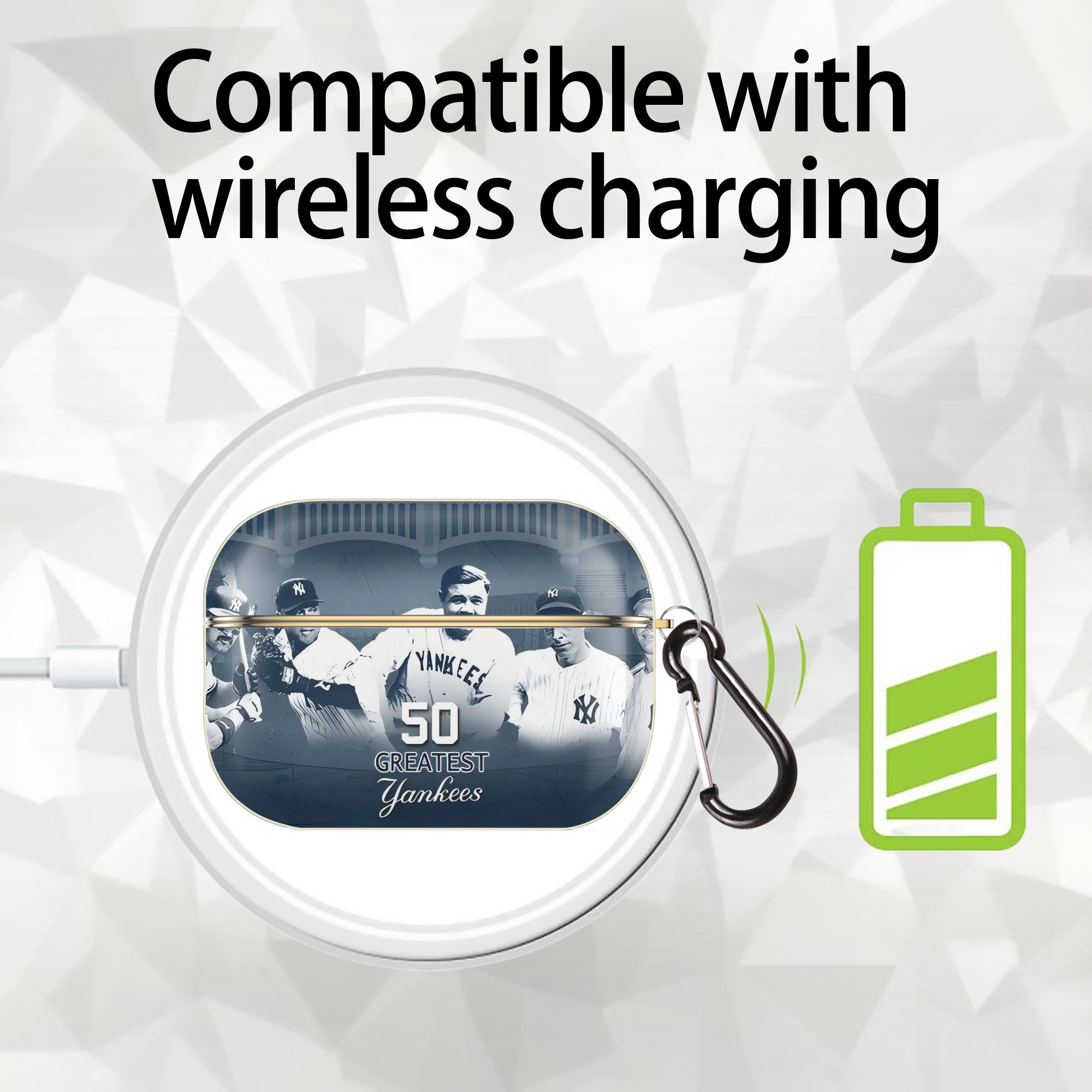 New York Yankees 351 Luxury Gold AirPods Pro Case With Keychain, Flexible PC Material, Full Protection, Precise Cutouts, Anti-Fingerprint, Washable, Durable Design