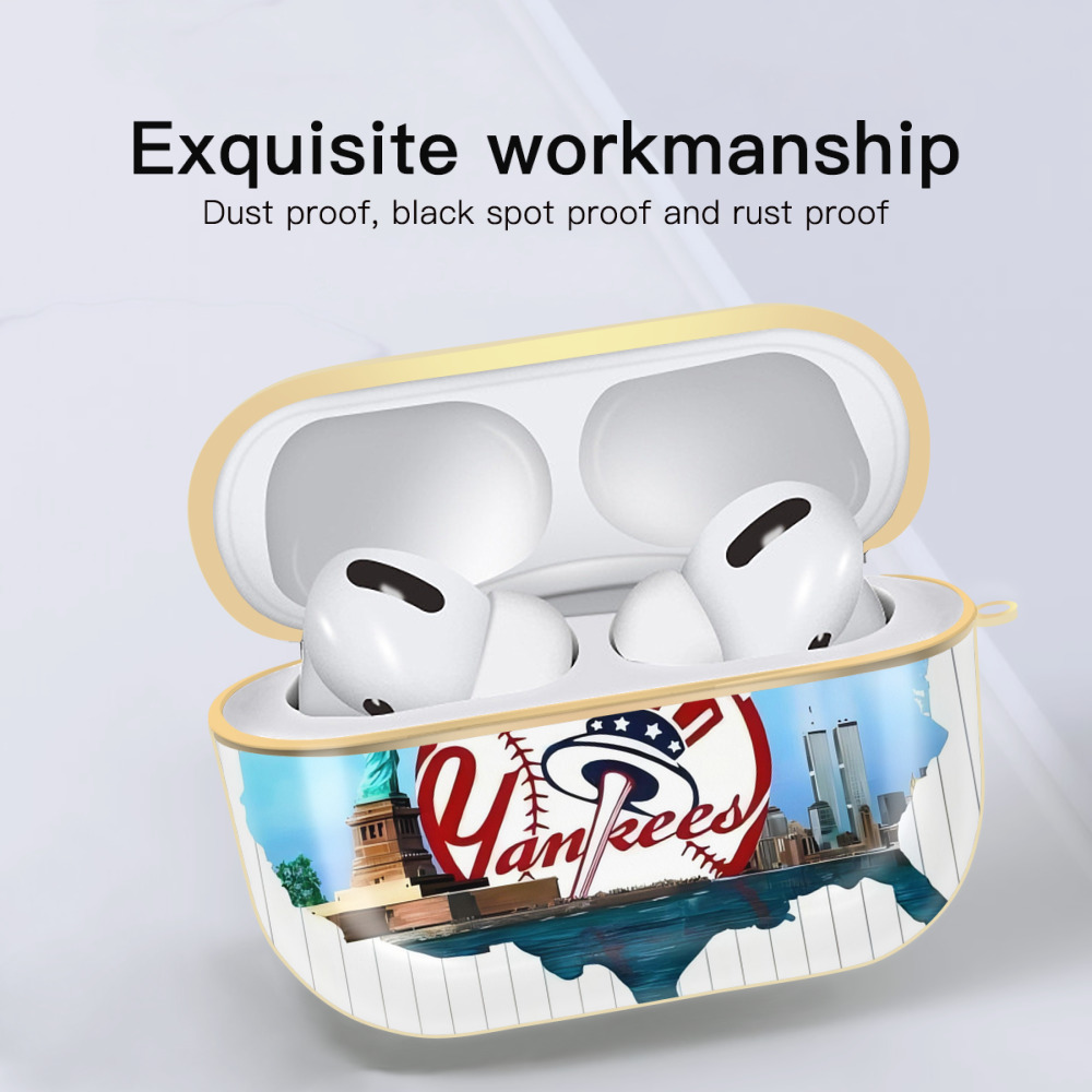 New York Yankees 352 Luxury Gold AirPods Pro Case With Keychain, Flexible PC Material, Full Protection, Precise Cutouts, Anti-Fingerprint, Washable, Durable Design