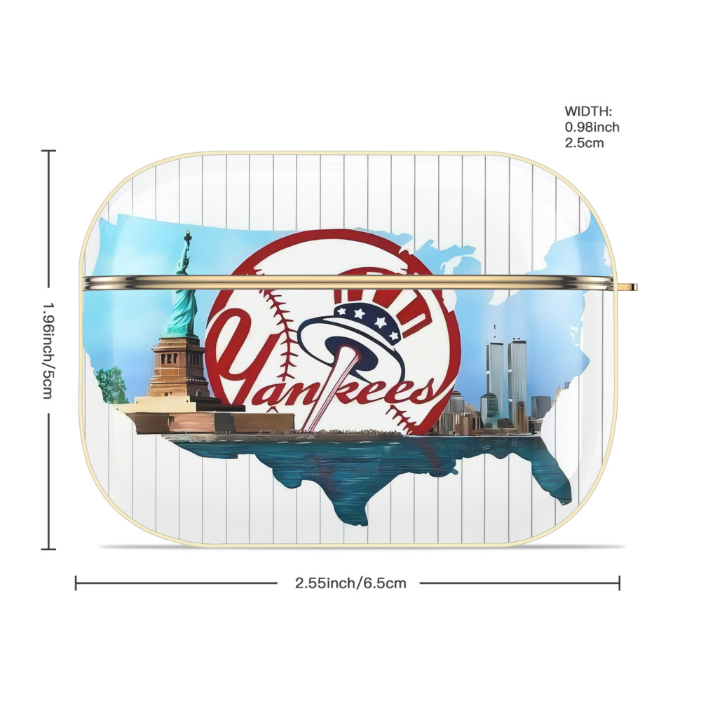 New York Yankees 352 Luxury Gold AirPods Pro Case With Keychain, Flexible PC Material, Full Protection, Precise Cutouts, Anti-Fingerprint, Washable, Durable Design