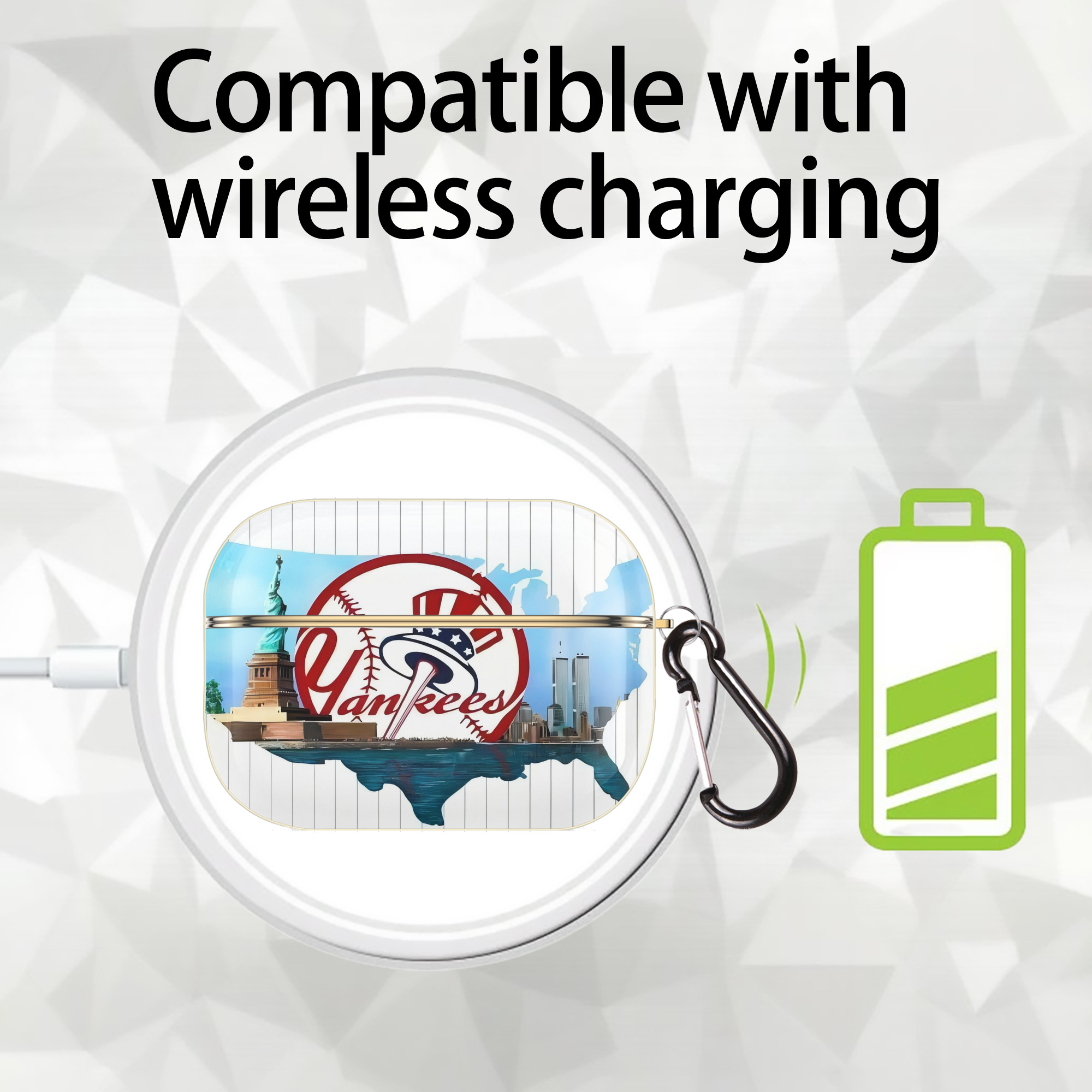 New York Yankees 352 Luxury Gold AirPods Pro Case With Keychain, Flexible PC Material, Full Protection, Precise Cutouts, Anti-Fingerprint, Washable, Durable Design