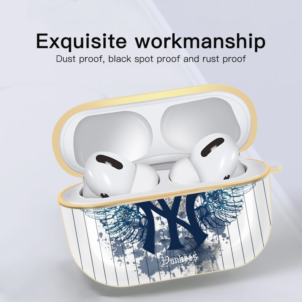 New York Yankees 353 Luxury Gold AirPods Pro Case With Keychain, Flexible PC Material, Full Protection, Precise Cutouts, Anti-Fingerprint, Washable, Durable Design