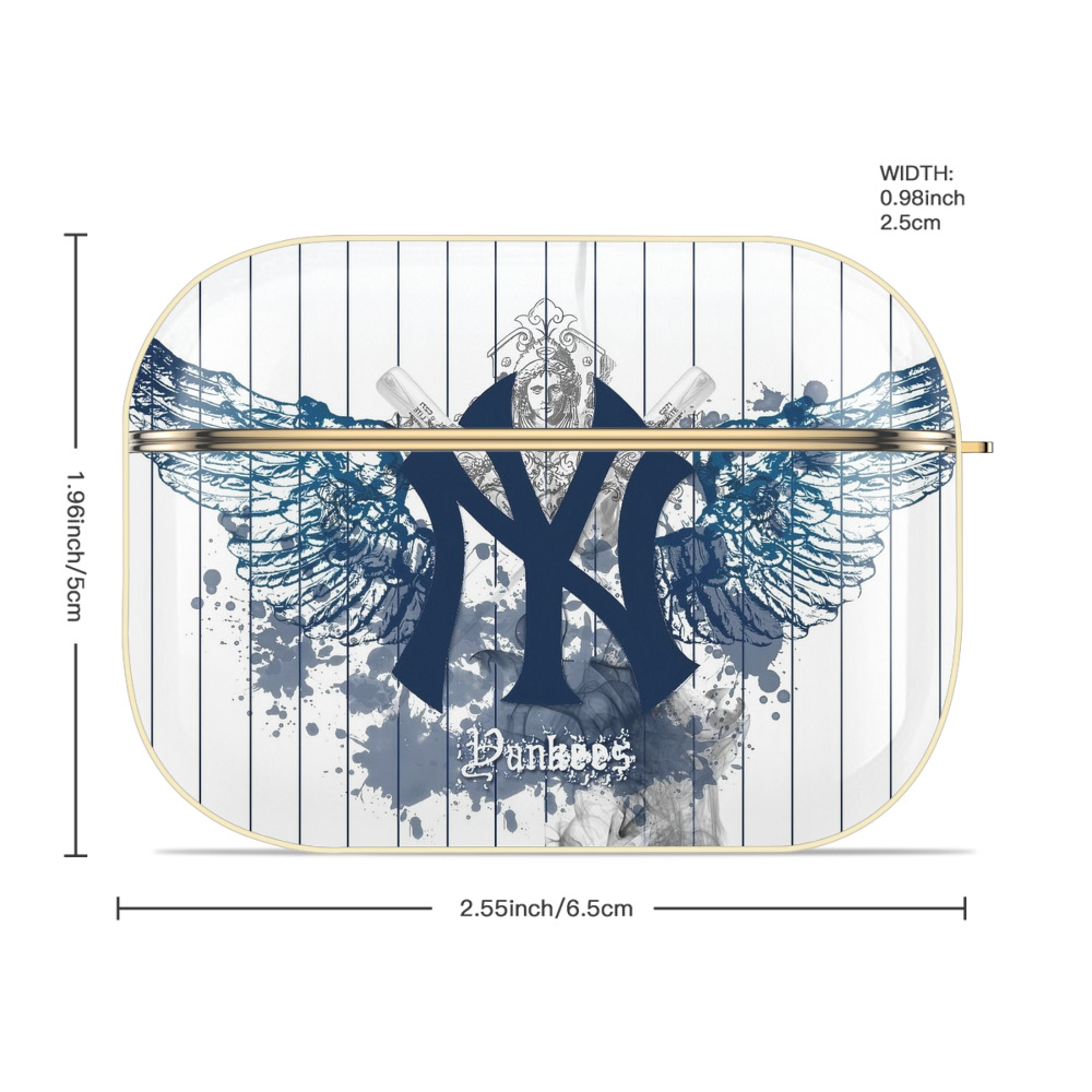 New York Yankees 353 Luxury Gold AirPods Pro Case With Keychain, Flexible PC Material, Full Protection, Precise Cutouts, Anti-Fingerprint, Washable, Durable Design