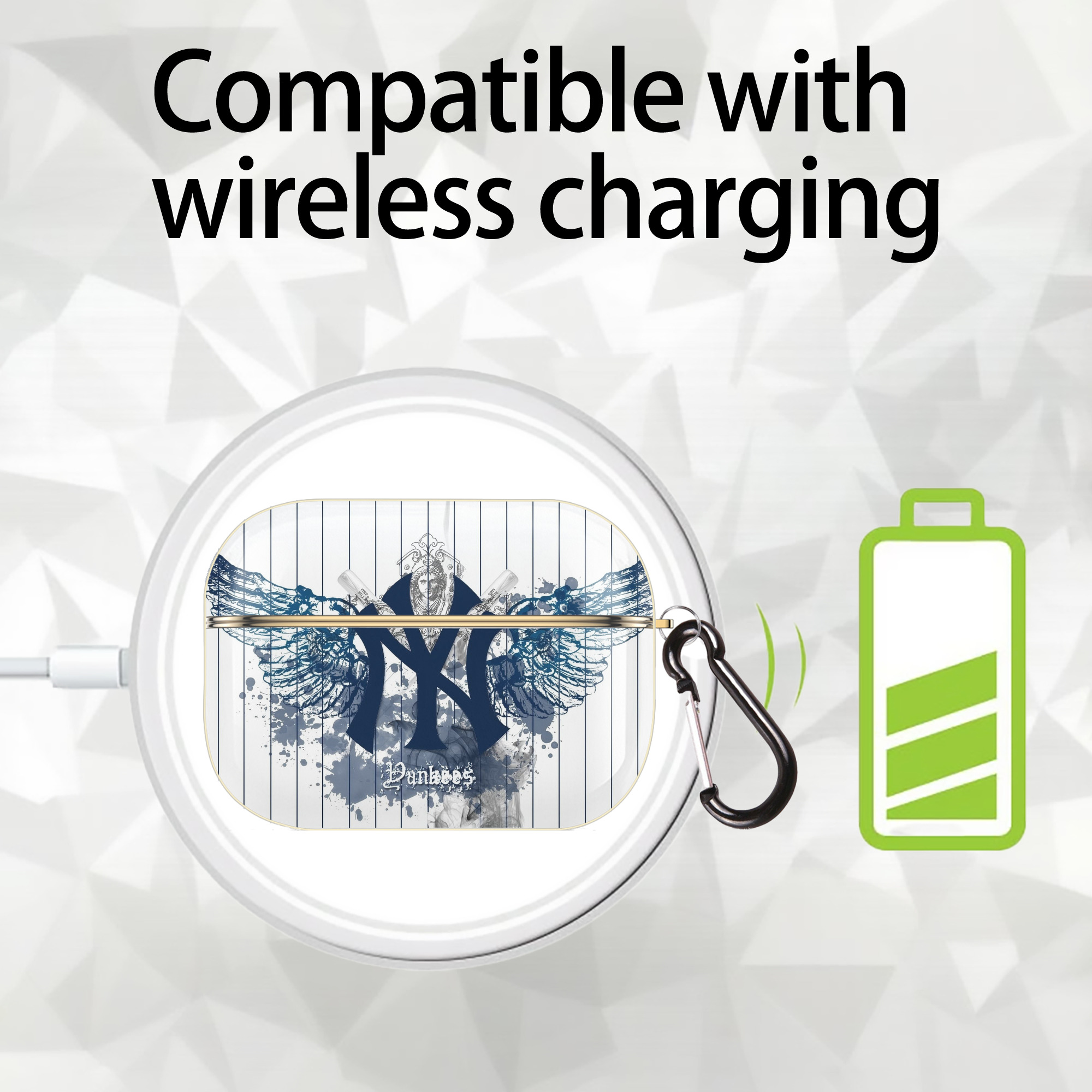 New York Yankees 353 Luxury Gold AirPods Pro Case With Keychain, Flexible PC Material, Full Protection, Precise Cutouts, Anti-Fingerprint, Washable, Durable Design