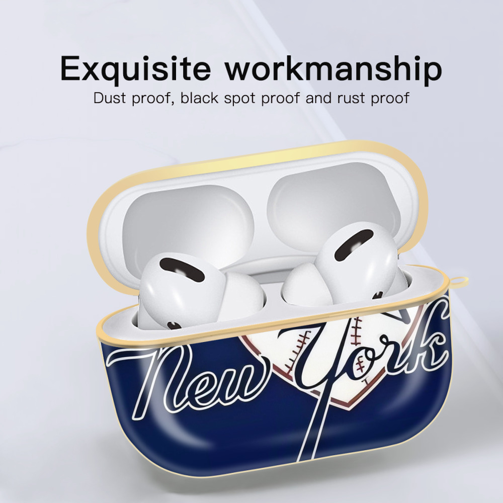 New York Yankees 354 Luxury Gold AirPods Pro Case With Keychain, Flexible PC Material, Full Protection, Precise Cutouts, Anti-Fingerprint, Washable, Durable Design
