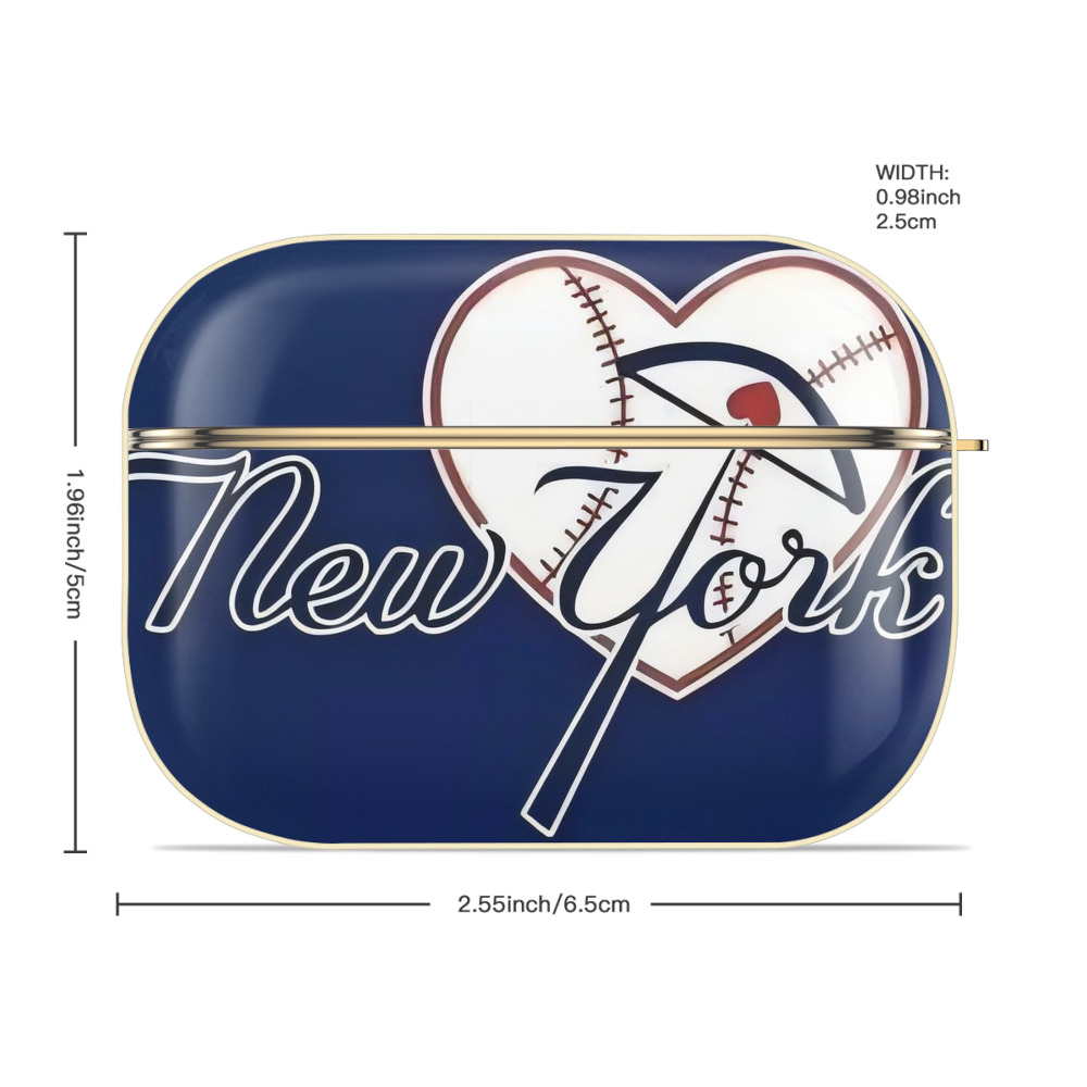 New York Yankees 354 Luxury Gold AirPods Pro Case With Keychain, Flexible PC Material, Full Protection, Precise Cutouts, Anti-Fingerprint, Washable, Durable Design