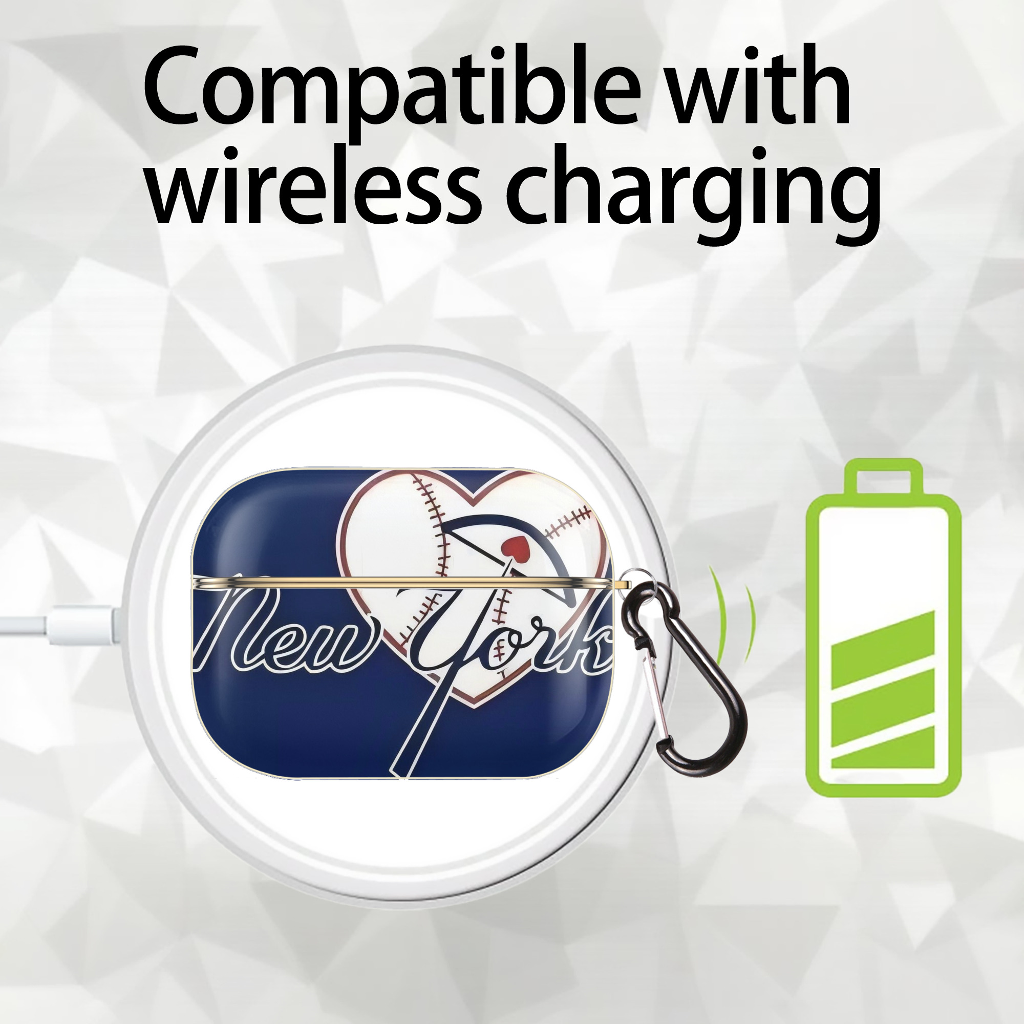 New York Yankees 354 Luxury Gold AirPods Pro Case With Keychain, Flexible PC Material, Full Protection, Precise Cutouts, Anti-Fingerprint, Washable, Durable Design