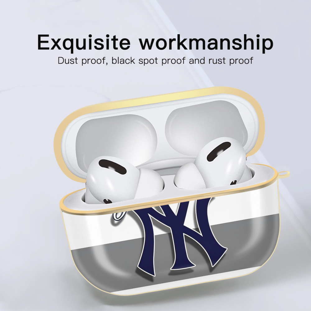 New York Yankees 356 Luxury Gold AirPods Pro Case With Keychain, Flexible PC Material, Full Protection, Precise Cutouts, Anti-Fingerprint, Washable, Durable Design