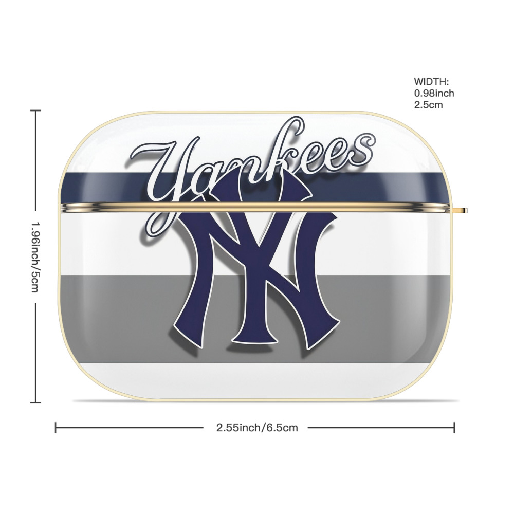 New York Yankees 356 Luxury Gold AirPods Pro Case With Keychain, Flexible PC Material, Full Protection, Precise Cutouts, Anti-Fingerprint, Washable, Durable Design