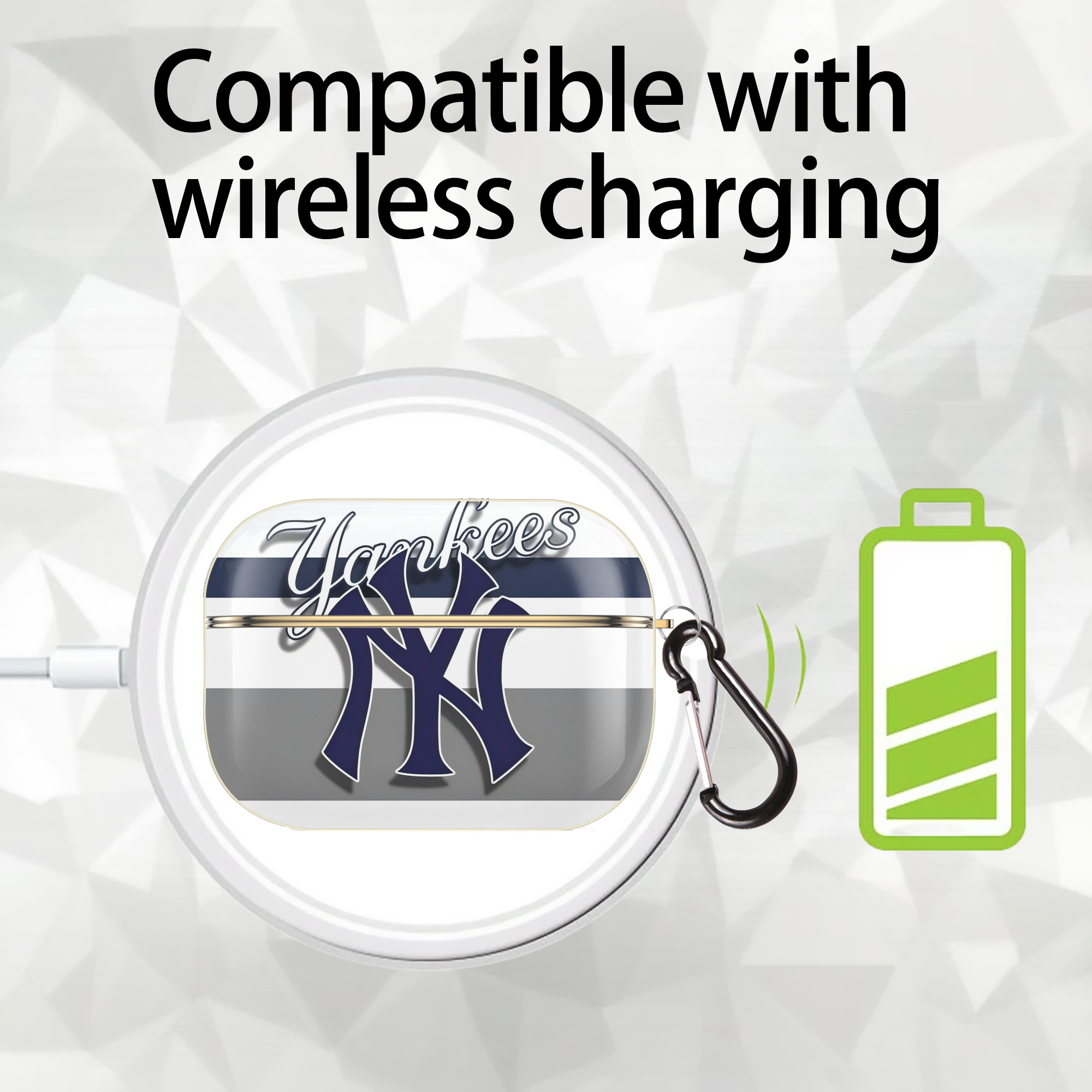 New York Yankees 356 Luxury Gold AirPods Pro Case With Keychain, Flexible PC Material, Full Protection, Precise Cutouts, Anti-Fingerprint, Washable, Durable Design