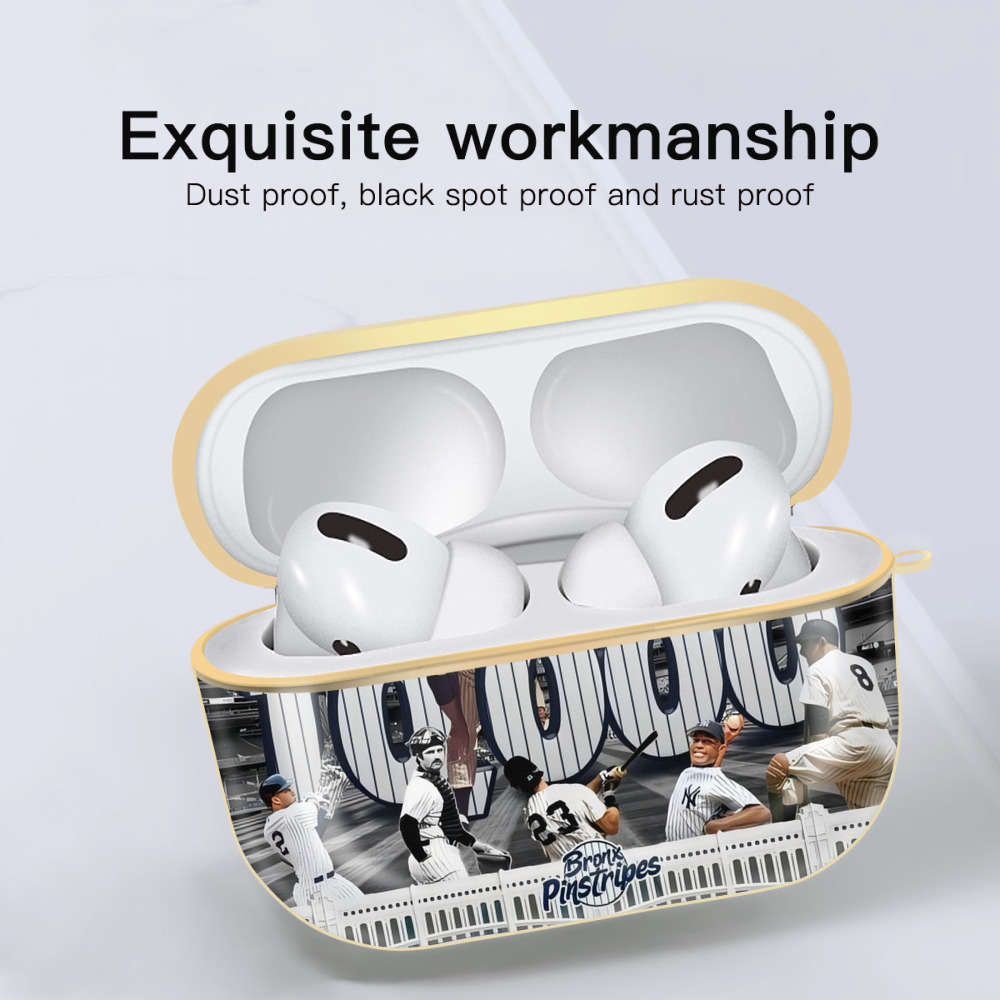 New York Yankees 357 Luxury Gold AirPods Pro Case With Keychain, Flexible PC Material, Full Protection, Precise Cutouts, Anti-Fingerprint, Washable, Durable Design