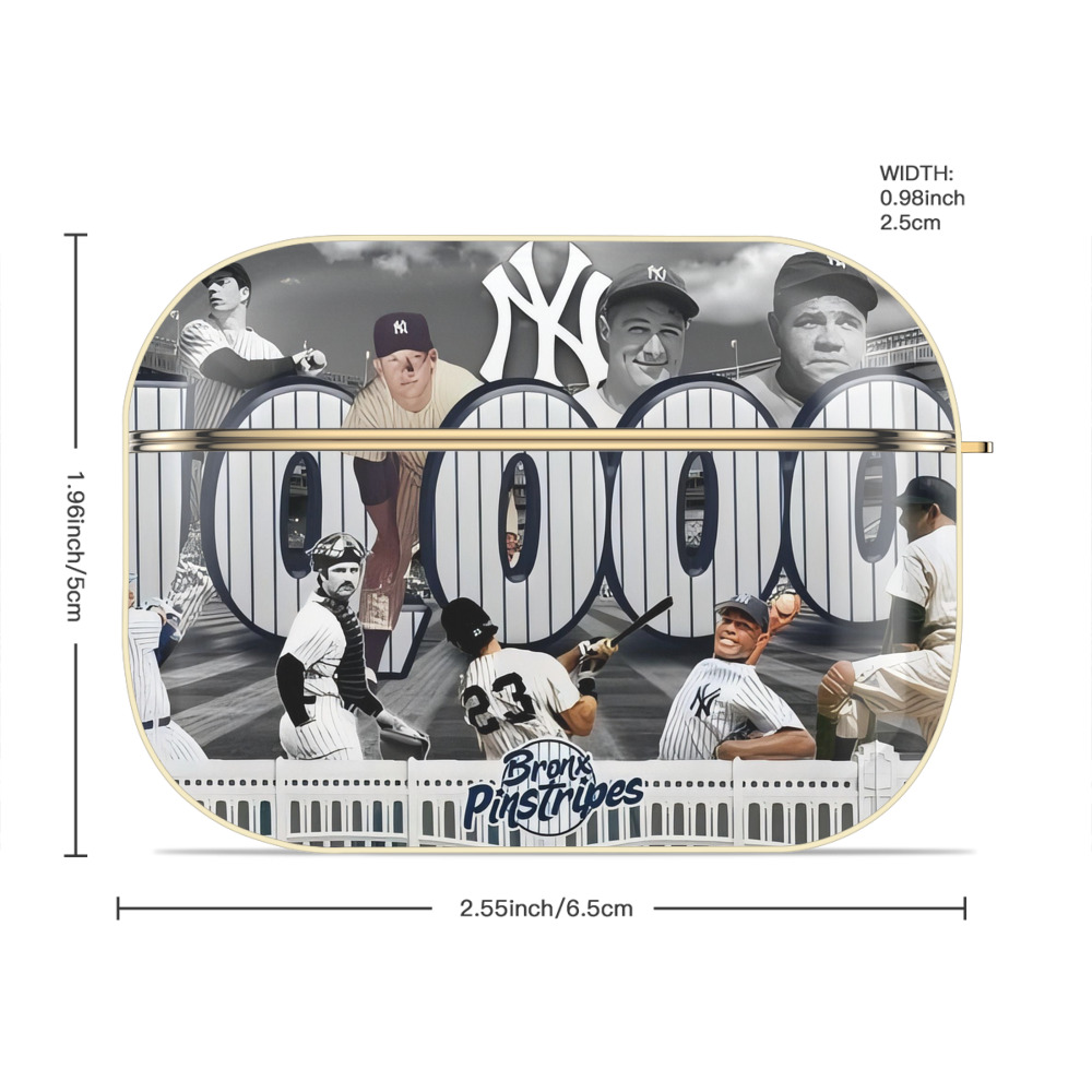 New York Yankees 357 Luxury Gold AirPods Pro Case With Keychain, Flexible PC Material, Full Protection, Precise Cutouts, Anti-Fingerprint, Washable, Durable Design