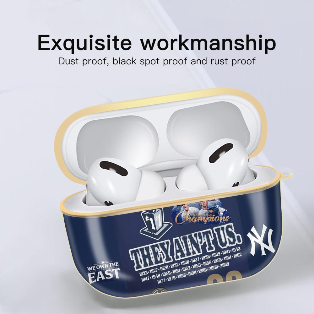 New York Yankees 358 Luxury Gold AirPods Pro Case With Keychain, Flexible PC Material, Full Protection, Precise Cutouts, Anti-Fingerprint, Washable, Durable Design