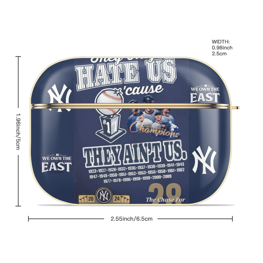 New York Yankees 358 Luxury Gold AirPods Pro Case With Keychain, Flexible PC Material, Full Protection, Precise Cutouts, Anti-Fingerprint, Washable, Durable Design