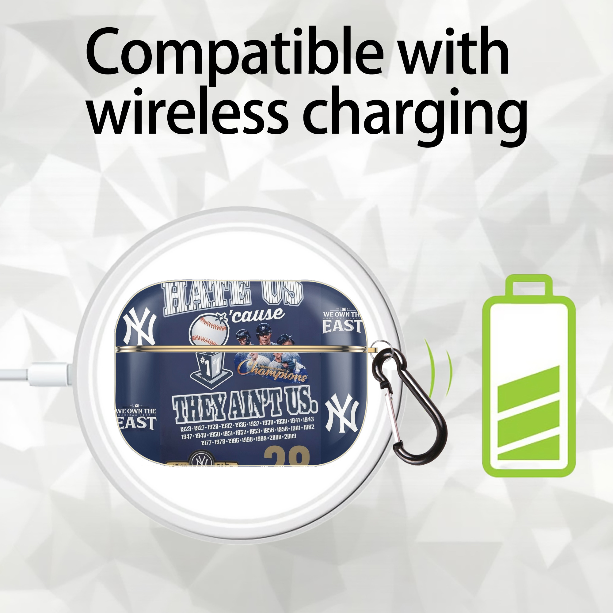 New York Yankees 358 Luxury Gold AirPods Pro Case With Keychain, Flexible PC Material, Full Protection, Precise Cutouts, Anti-Fingerprint, Washable, Durable Design