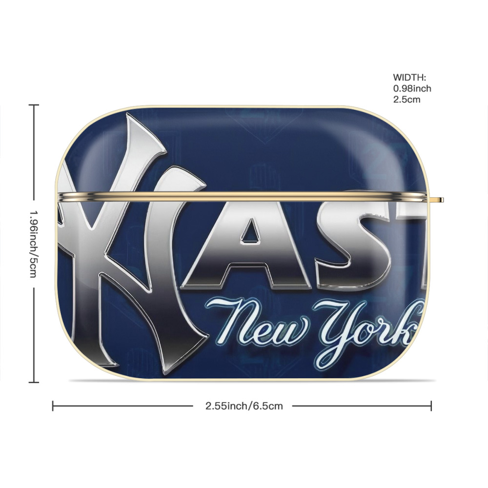 New York Yankees 359 Luxury Gold AirPods Pro Case With Keychain, Flexible PC Material, Full Protection, Precise Cutouts, Anti-Fingerprint, Washable, Durable Design