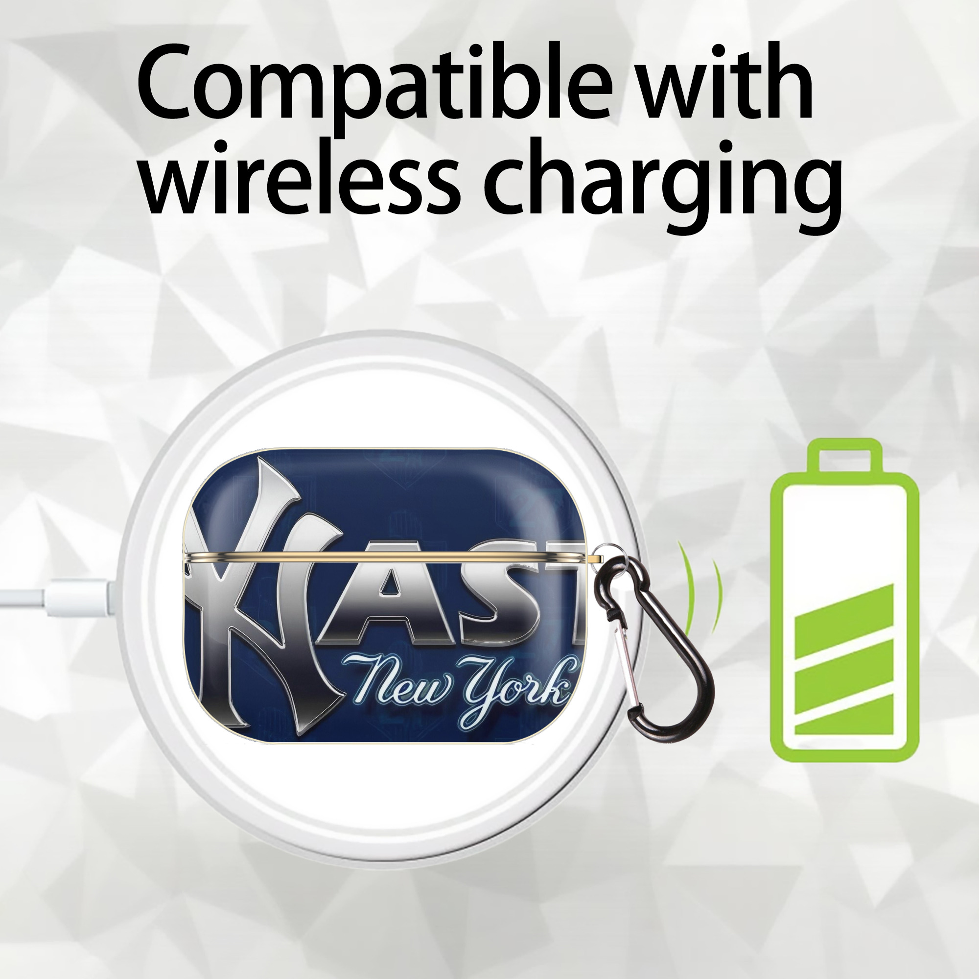 New York Yankees 359 Luxury Gold AirPods Pro Case With Keychain, Flexible PC Material, Full Protection, Precise Cutouts, Anti-Fingerprint, Washable, Durable Design