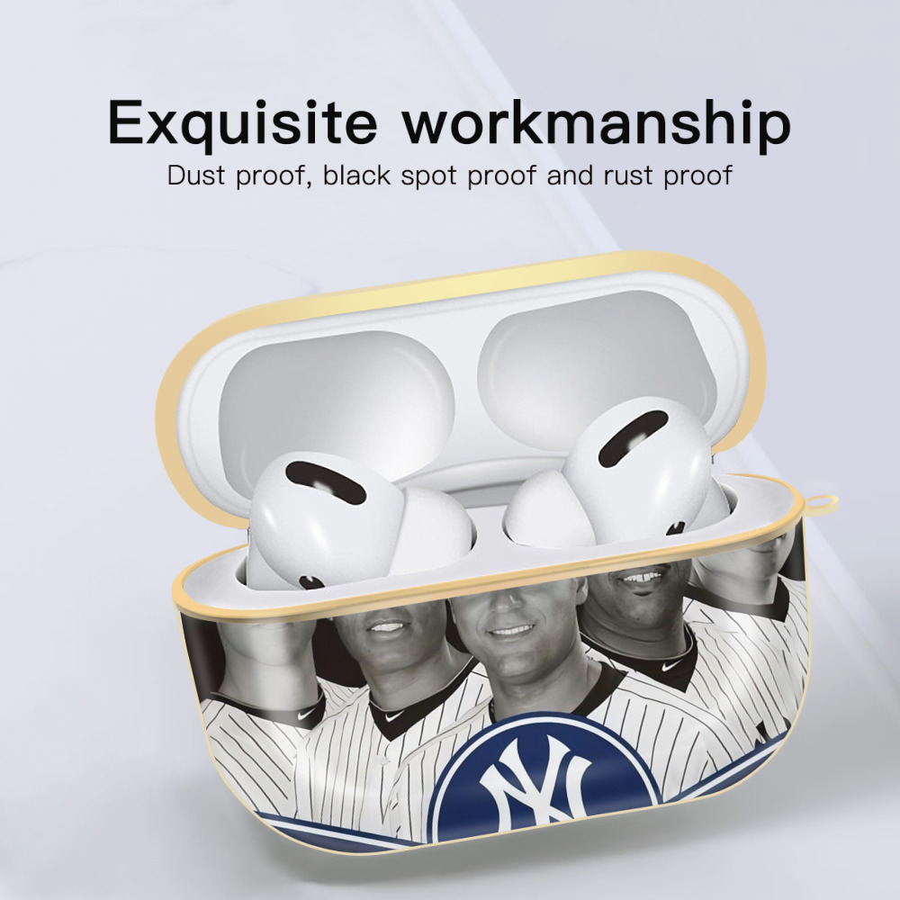 New York Yankees 361 Luxury Gold AirPods Pro Case With Keychain, Flexible PC Material, Full Protection, Precise Cutouts, Anti-Fingerprint, Washable, Durable Design