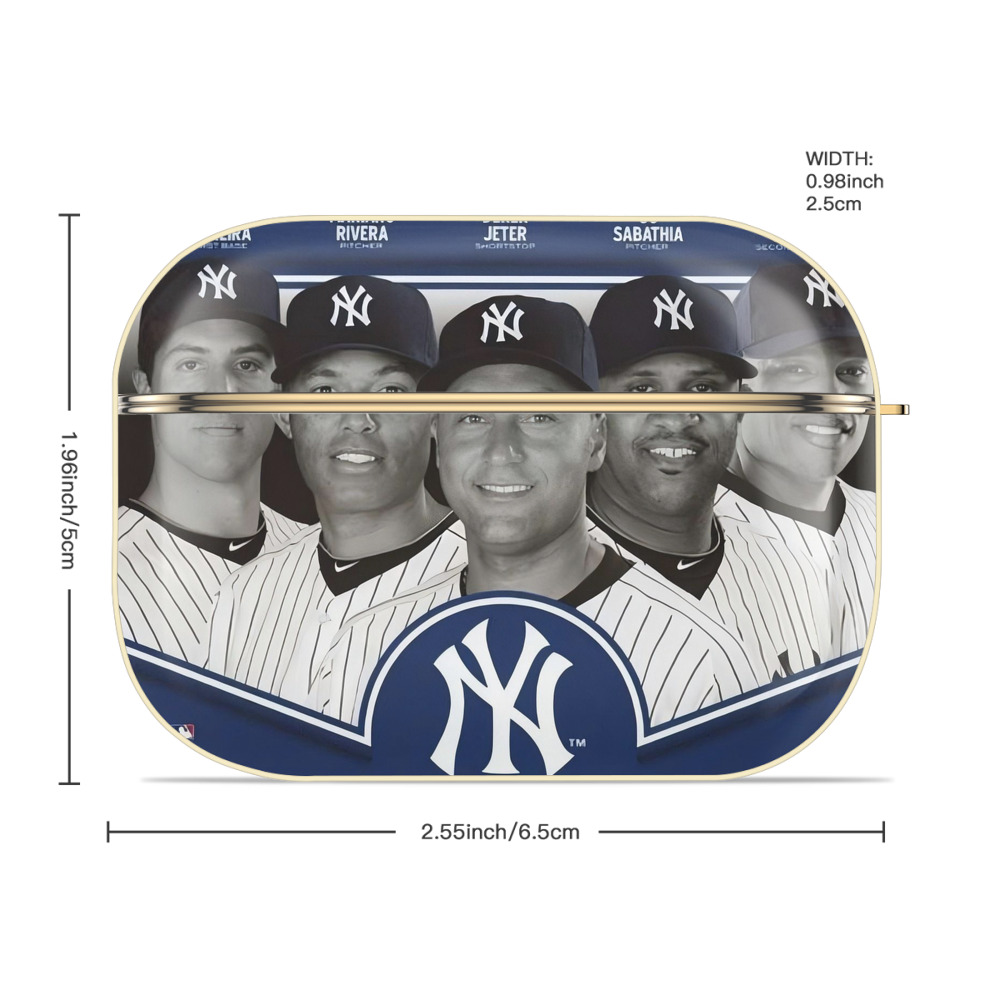 New York Yankees 361 Luxury Gold AirPods Pro Case With Keychain, Flexible PC Material, Full Protection, Precise Cutouts, Anti-Fingerprint, Washable, Durable Design