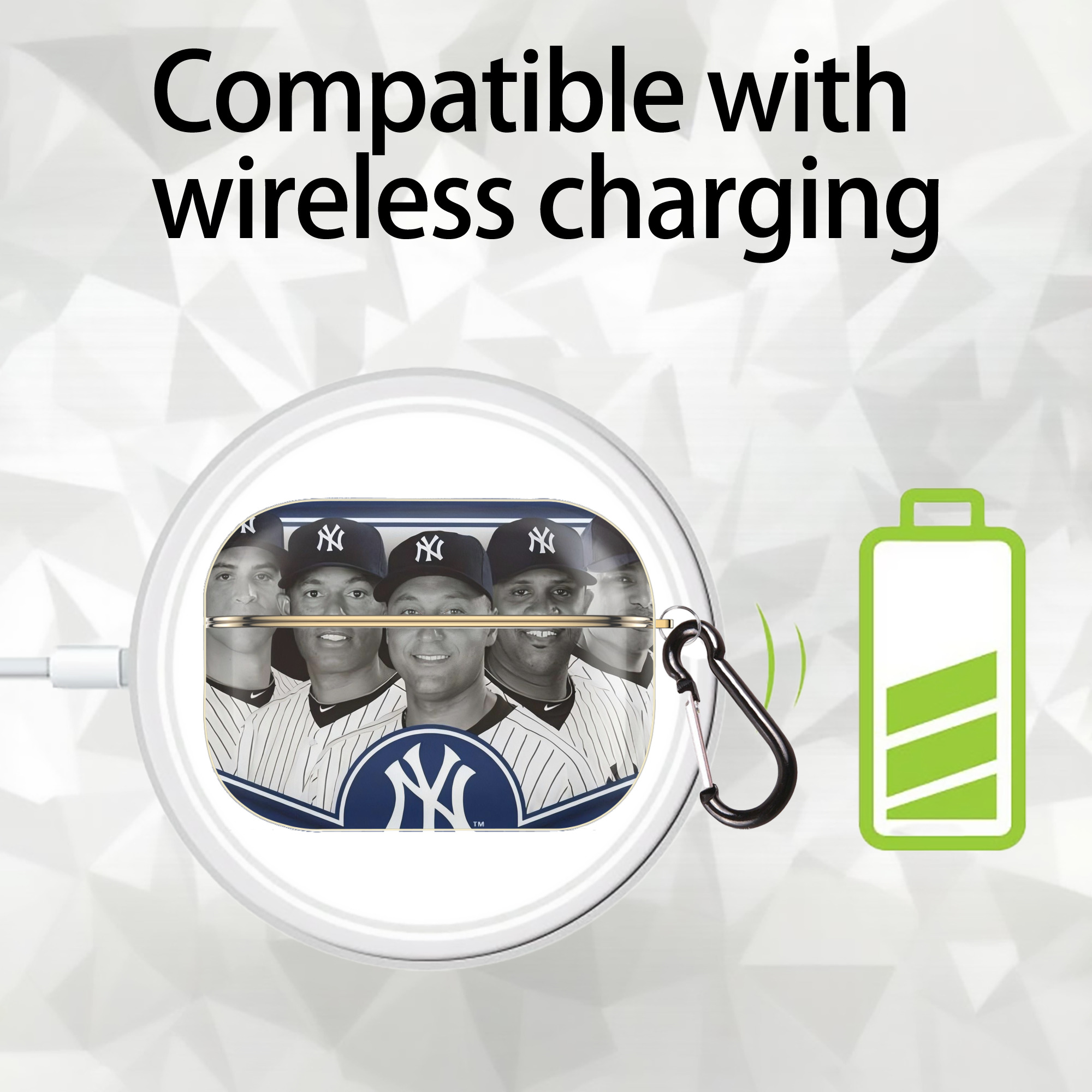 New York Yankees 361 Luxury Gold AirPods Pro Case With Keychain, Flexible PC Material, Full Protection, Precise Cutouts, Anti-Fingerprint, Washable, Durable Design