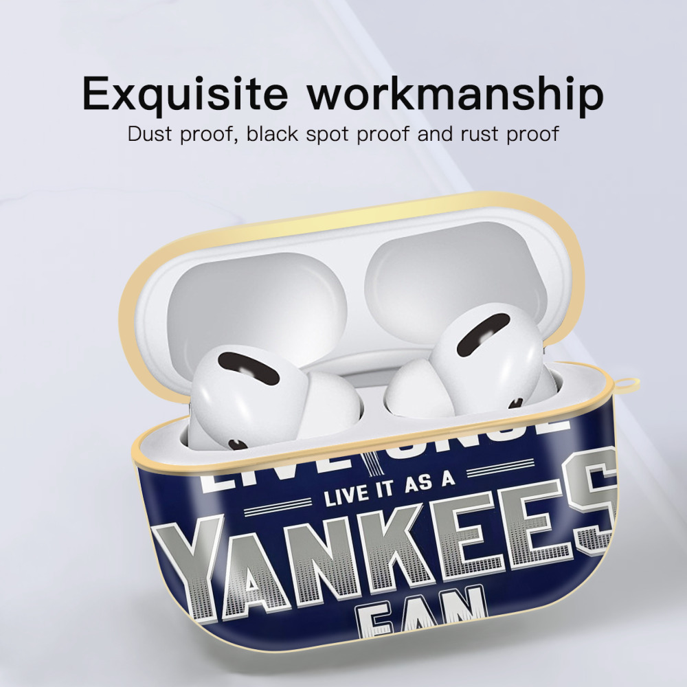 New York Yankees 362 Luxury Gold AirPods Pro Case With Keychain, Flexible PC Material, Full Protection, Precise Cutouts, Anti-Fingerprint, Washable, Durable Design