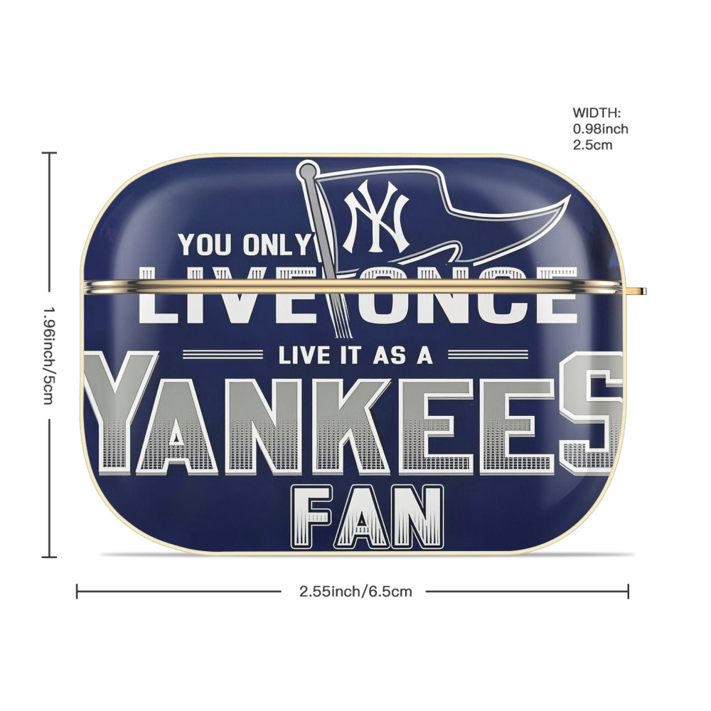 New York Yankees 362 Luxury Gold AirPods Pro Case With Keychain, Flexible PC Material, Full Protection, Precise Cutouts, Anti-Fingerprint, Washable, Durable Design