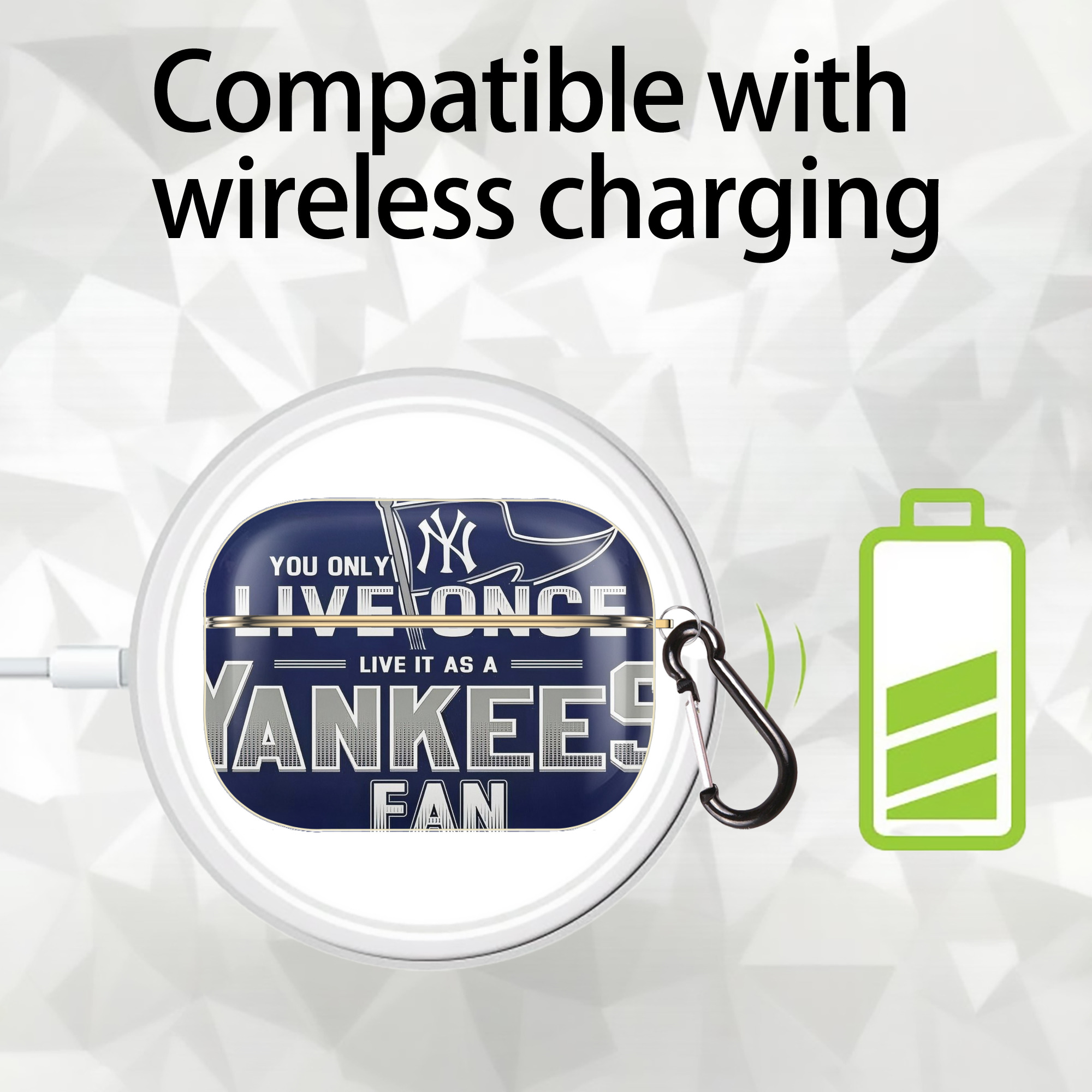 New York Yankees 362 Luxury Gold AirPods Pro Case With Keychain, Flexible PC Material, Full Protection, Precise Cutouts, Anti-Fingerprint, Washable, Durable Design