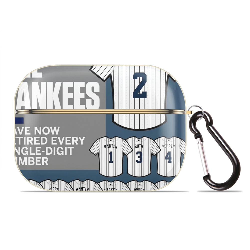 New York Yankees 235 Luxury Gold AirPods Pro Case With Keychain, Flexible PC Material, Full Protection, Precise Cutouts, Anti-Fingerprint, Washable, Durable Design