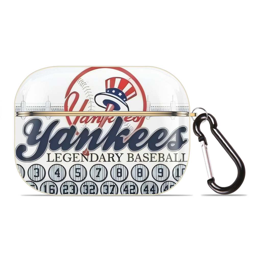 New York Yankees 232 Luxury Gold AirPods Pro Case With Keychain, Flexible PC Material, Full Protection, Precise Cutouts, Anti-Fingerprint, Washable, Durable Design