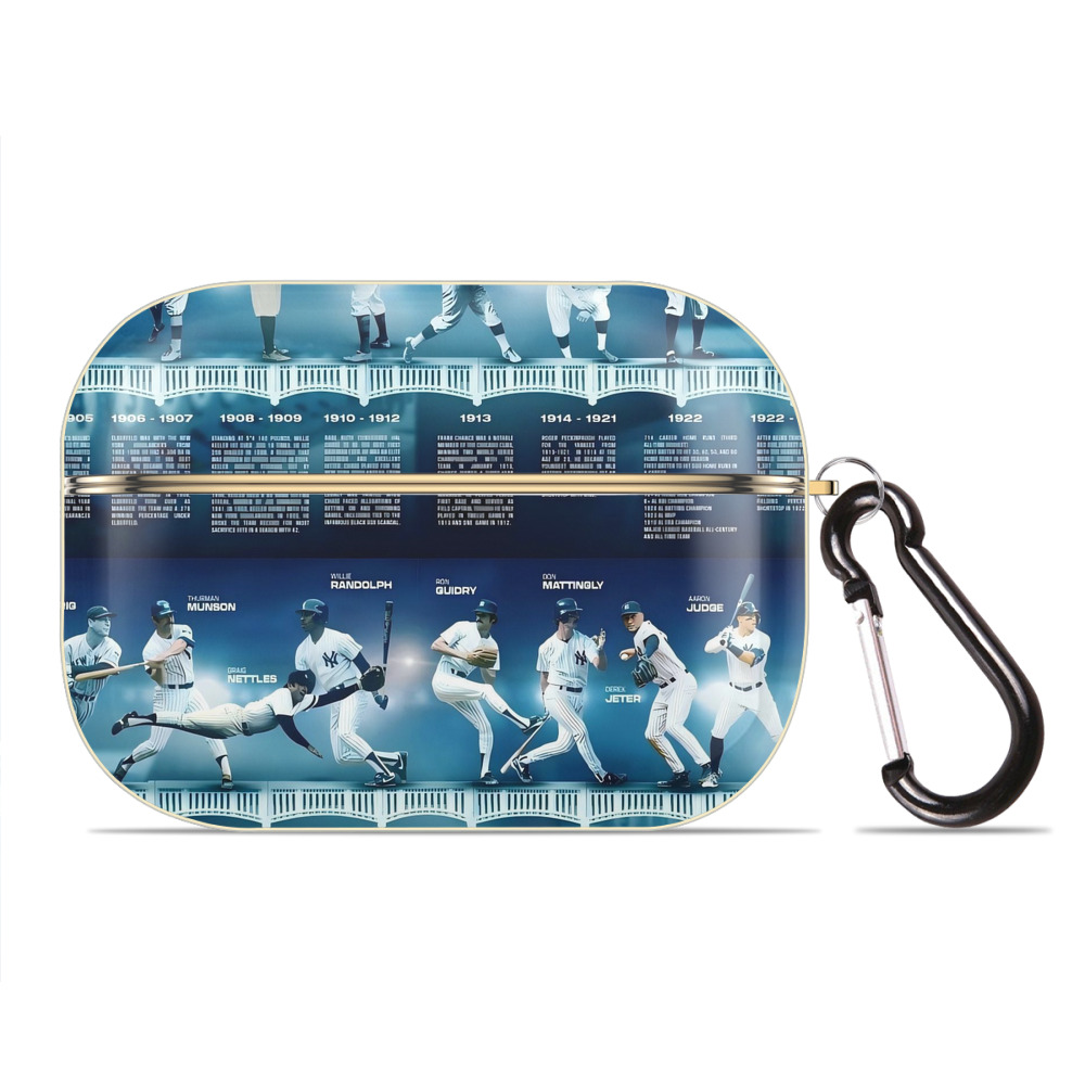 New York Yankees 243 Luxury Gold AirPods Pro Case With Keychain, Flexible PC Material, Full Protection, Precise Cutouts, Anti-Fingerprint, Washable, Durable Design