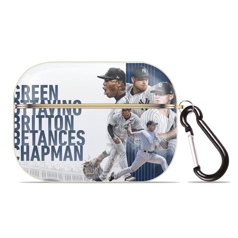 New York Yankees 249 Luxury Gold AirPods Pro Case With Keychain, Flexible PC Material, Full Protection, Precise Cutouts, Anti-Fingerprint, Washable, Durable Design