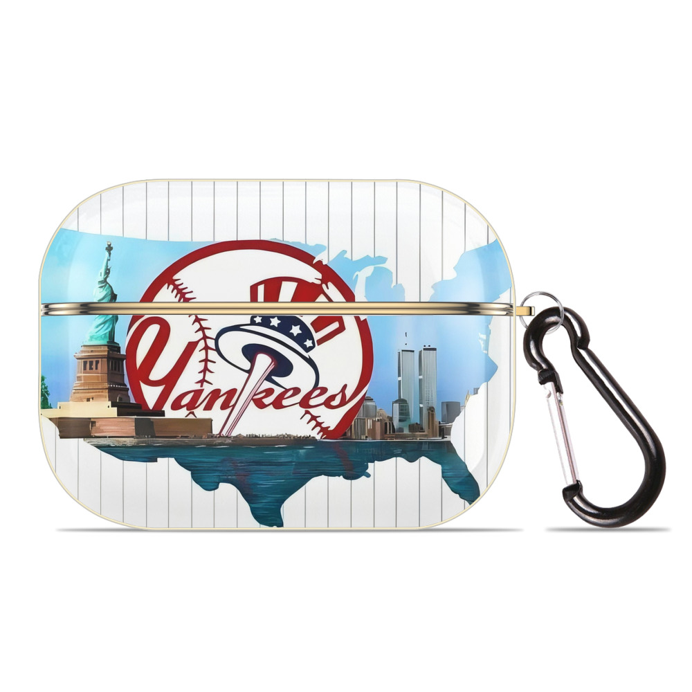 New York Yankees 352 Luxury Gold AirPods Pro Case With Keychain, Flexible PC Material, Full Protection, Precise Cutouts, Anti-Fingerprint, Washable, Durable Design