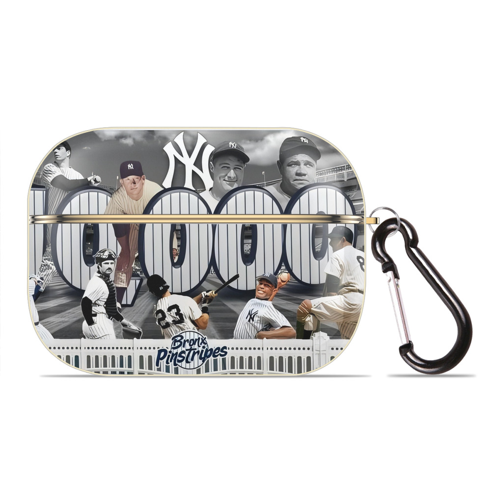 New York Yankees 357 Luxury Gold AirPods Pro Case With Keychain, Flexible PC Material, Full Protection, Precise Cutouts, Anti-Fingerprint, Washable, Durable Design