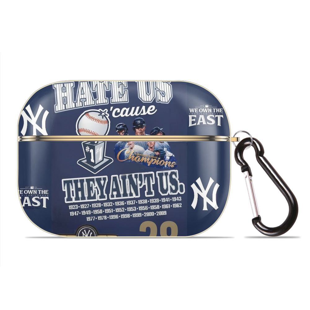 New York Yankees 358 Luxury Gold AirPods Pro Case With Keychain, Flexible PC Material, Full Protection, Precise Cutouts, Anti-Fingerprint, Washable, Durable Design