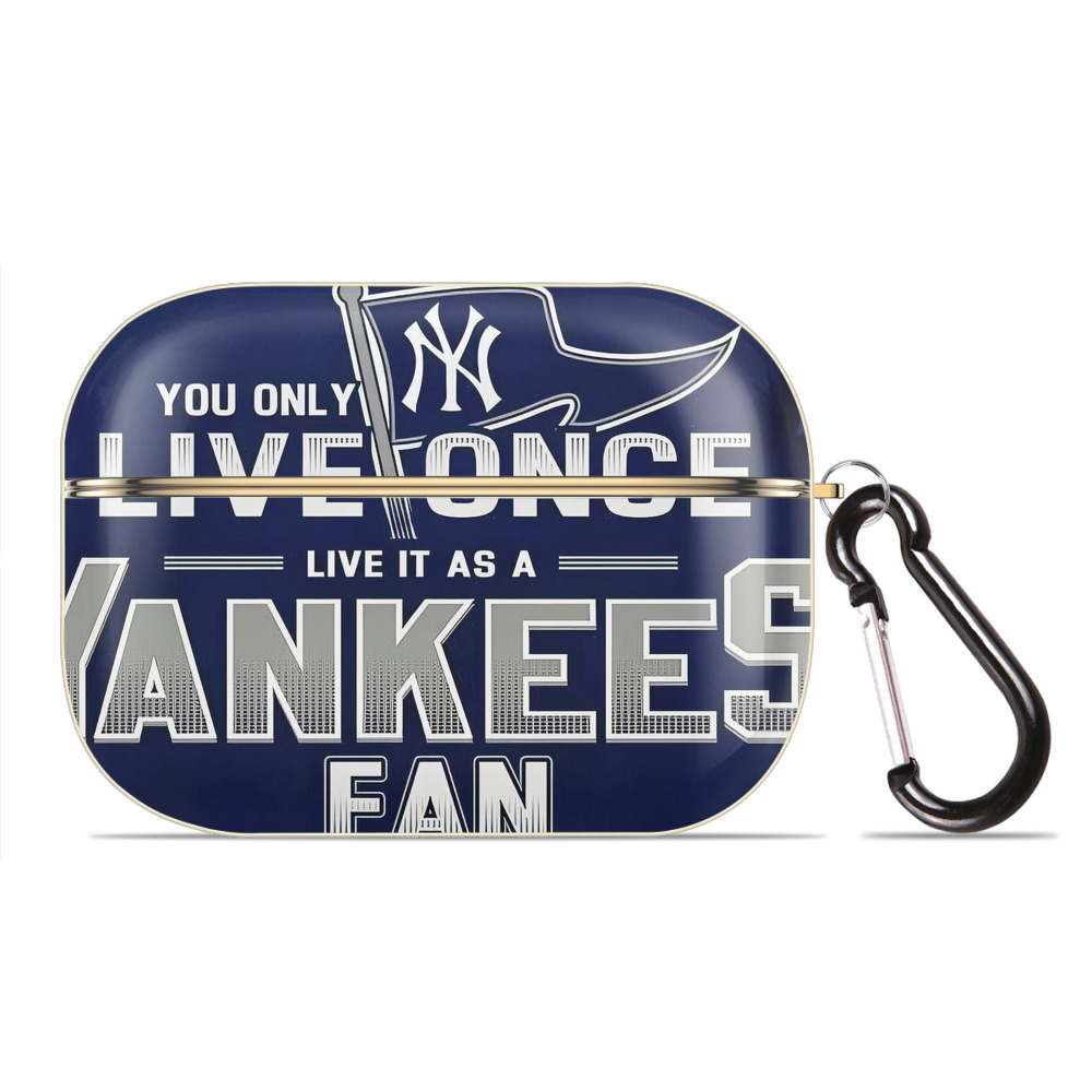 New York Yankees 362 Luxury Gold AirPods Pro Case With Keychain, Flexible PC Material, Full Protection, Precise Cutouts, Anti-Fingerprint, Washable, Durable Design