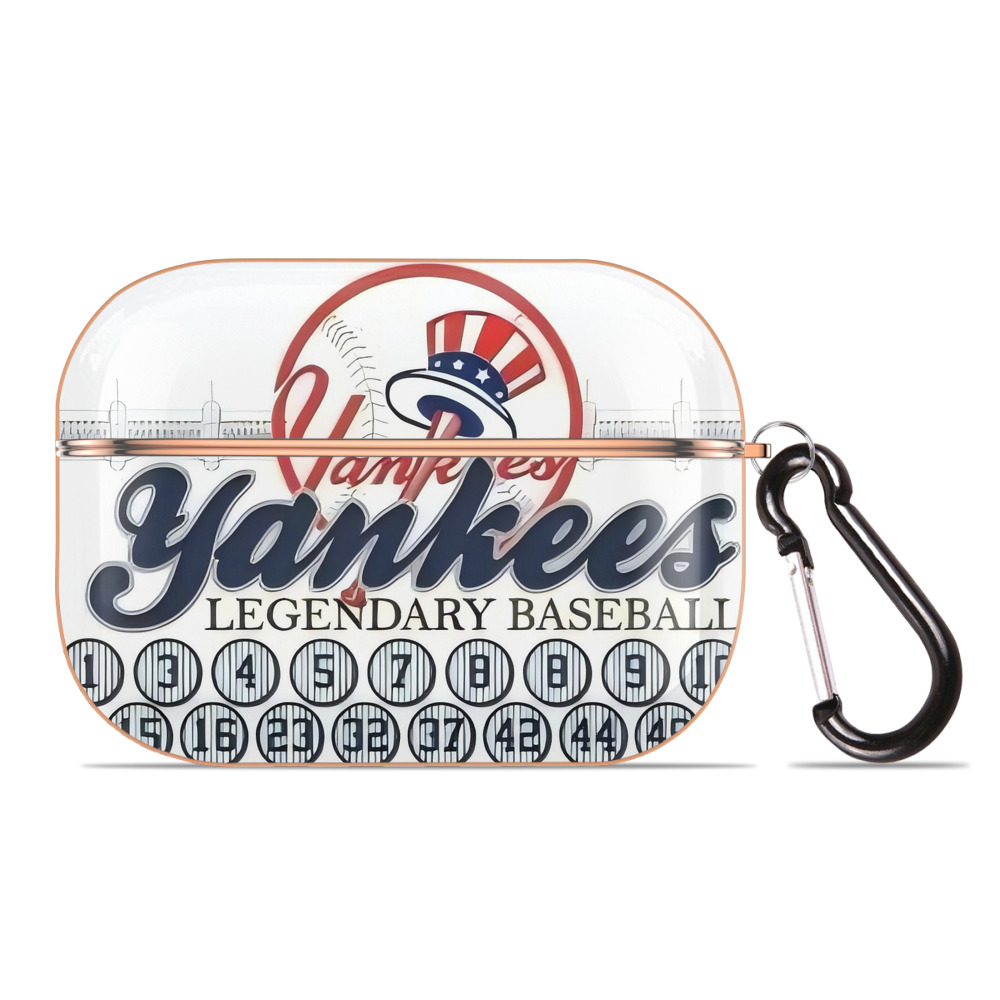New York Yankees 232 AirPods Pro Protective Case Rose Gold, Flexible PC Material, Precise Fit, Anti-Slip Cover, Full Protection, Fingerprint Resistant, Washable With Keychain