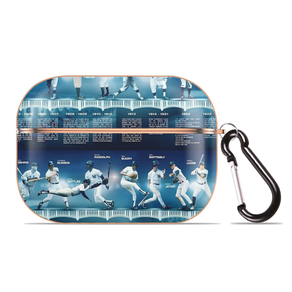 New York Yankees 243 AirPods Pro Protective Case Rose Gold, Flexible PC Material, Precise Fit, Anti-Slip Cover, Full Protection, Fingerprint Resistant, Washable With Keychain