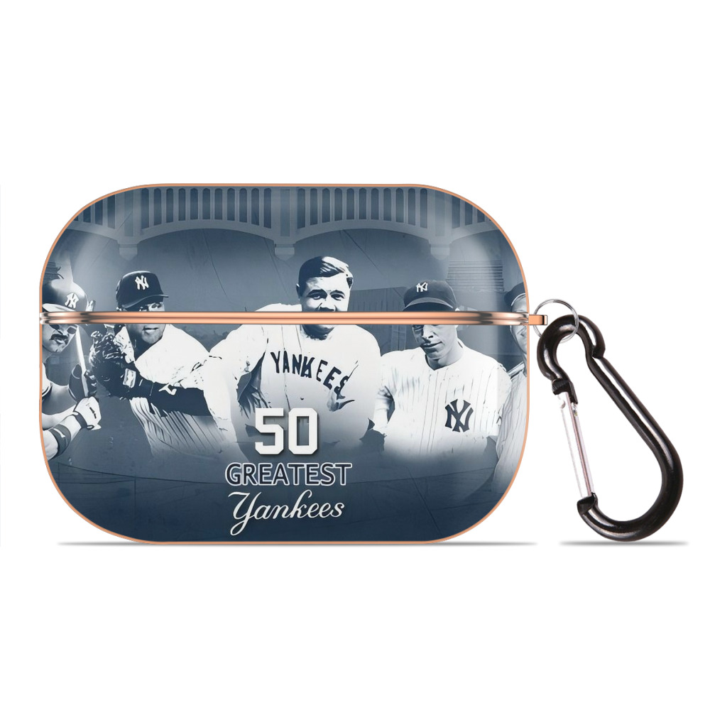 New York Yankees 351 AirPods Pro Protective Case Rose Gold, Flexible PC Material, Precise Fit, Anti-Slip Cover, Full Protection, Fingerprint Resistant, Washable With Keychain