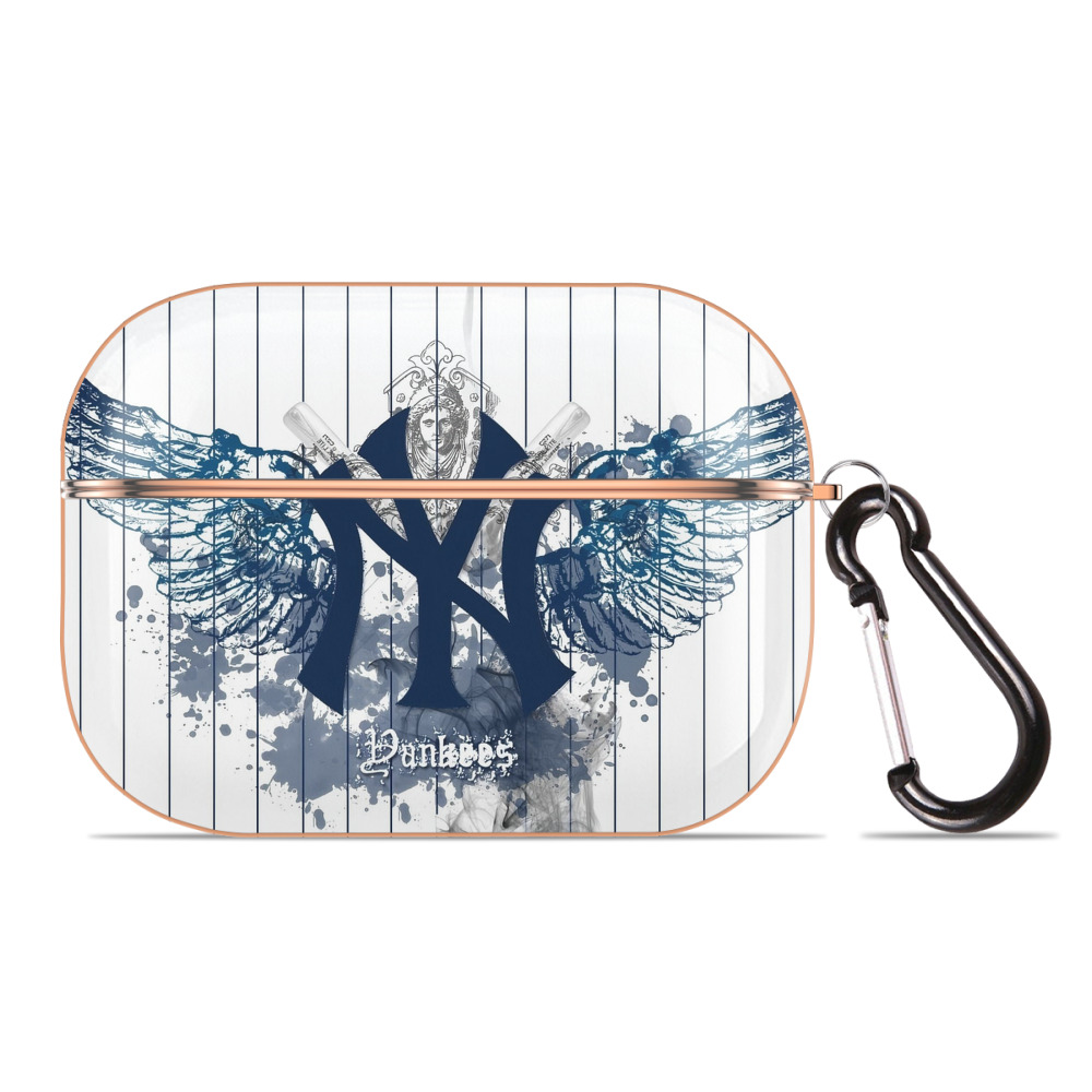 New York Yankees 353 AirPods Pro Protective Case Rose Gold, Flexible PC Material, Precise Fit, Anti-Slip Cover, Full Protection, Fingerprint Resistant, Washable With Keychain