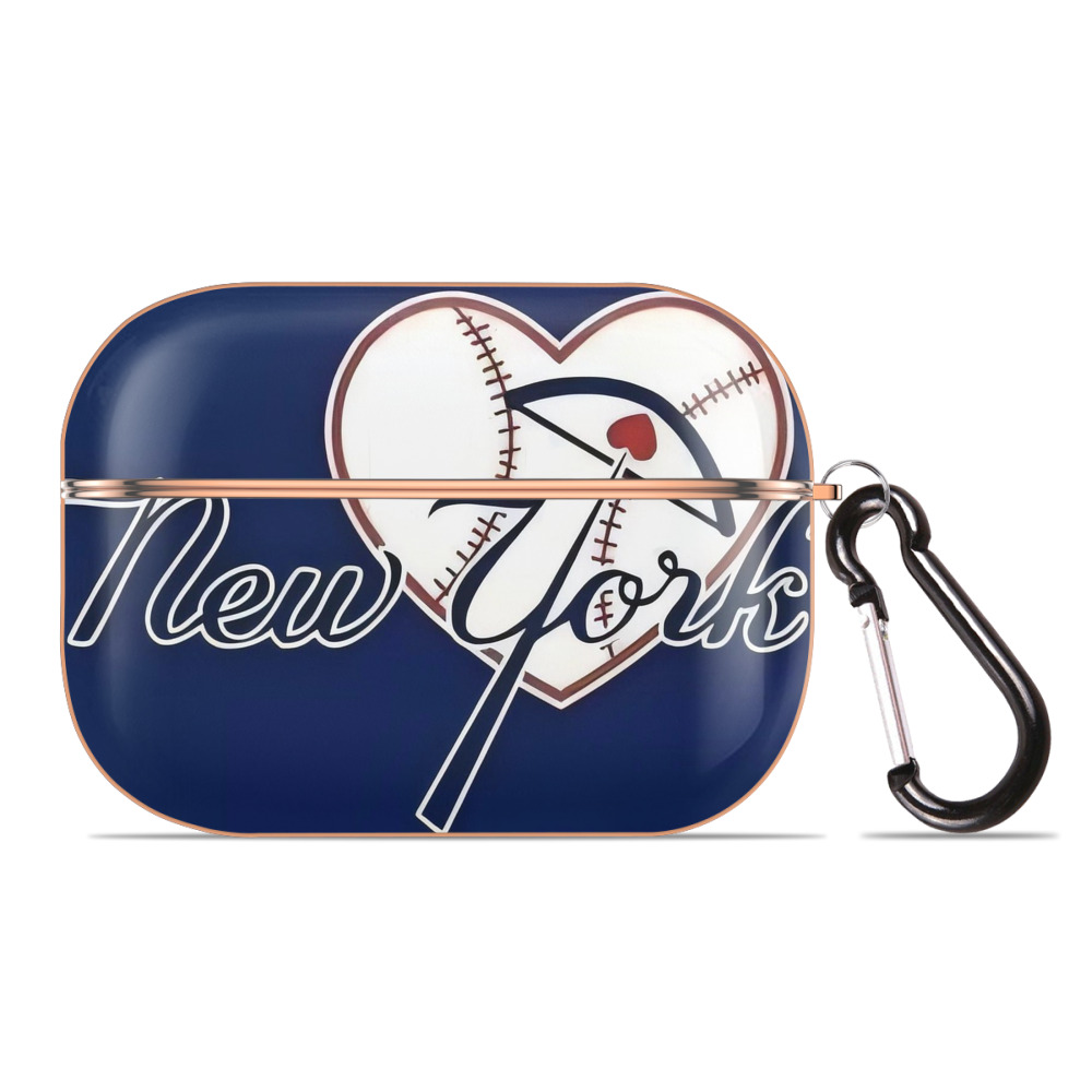 New York Yankees 354 AirPods Pro Protective Case Rose Gold, Flexible PC Material, Precise Fit, Anti-Slip Cover, Full Protection, Fingerprint Resistant, Washable With Keychain