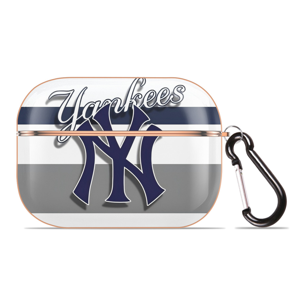 New York Yankees 356 AirPods Pro Protective Case Rose Gold, Flexible PC Material, Precise Fit, Anti-Slip Cover, Full Protection, Fingerprint Resistant, Washable With Keychain