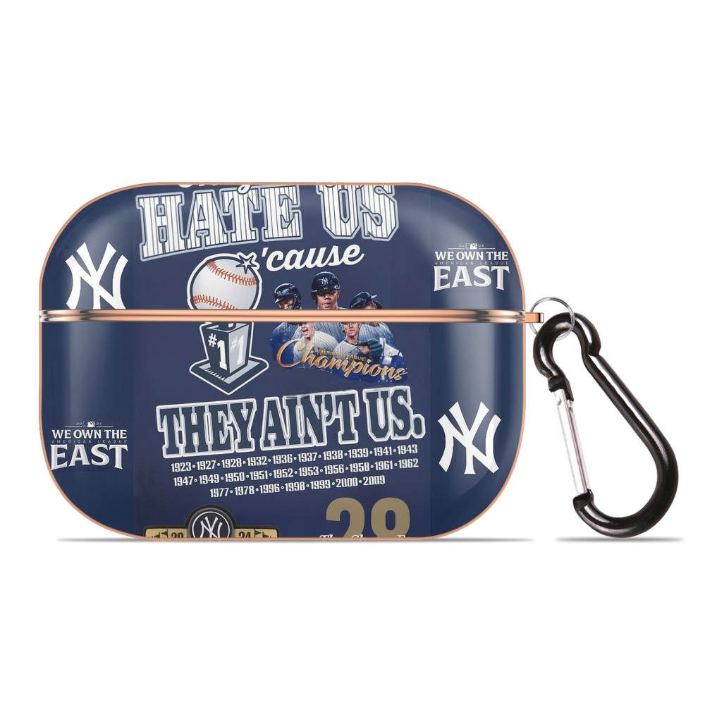 New York Yankees 358 AirPods Pro Protective Case Rose Gold, Flexible PC Material, Precise Fit, Anti-Slip Cover, Full Protection, Fingerprint Resistant, Washable With Keychain