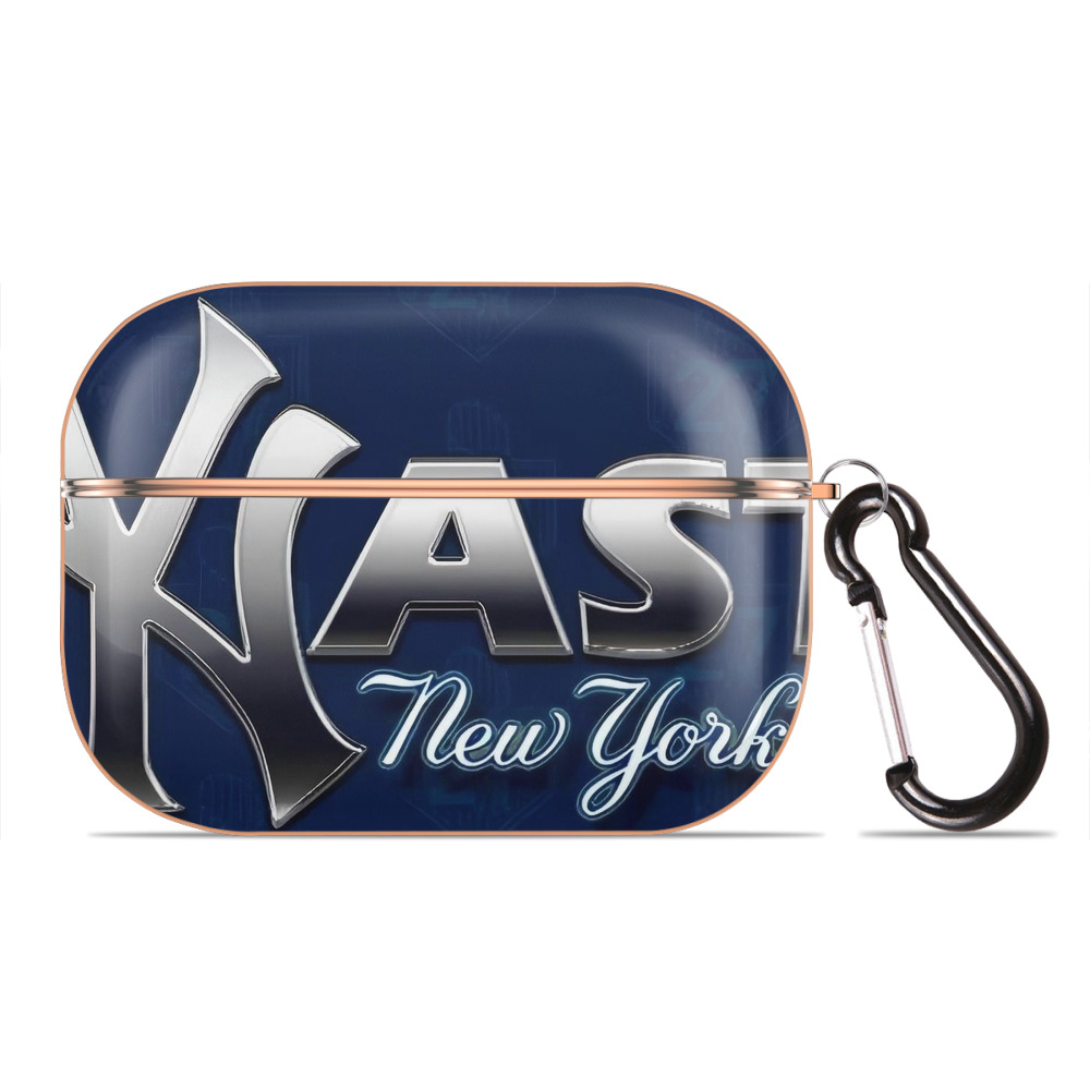 New York Yankees 359 AirPods Pro Protective Case Rose Gold, Flexible PC Material, Precise Fit, Anti-Slip Cover, Full Protection, Fingerprint Resistant, Washable With Keychain